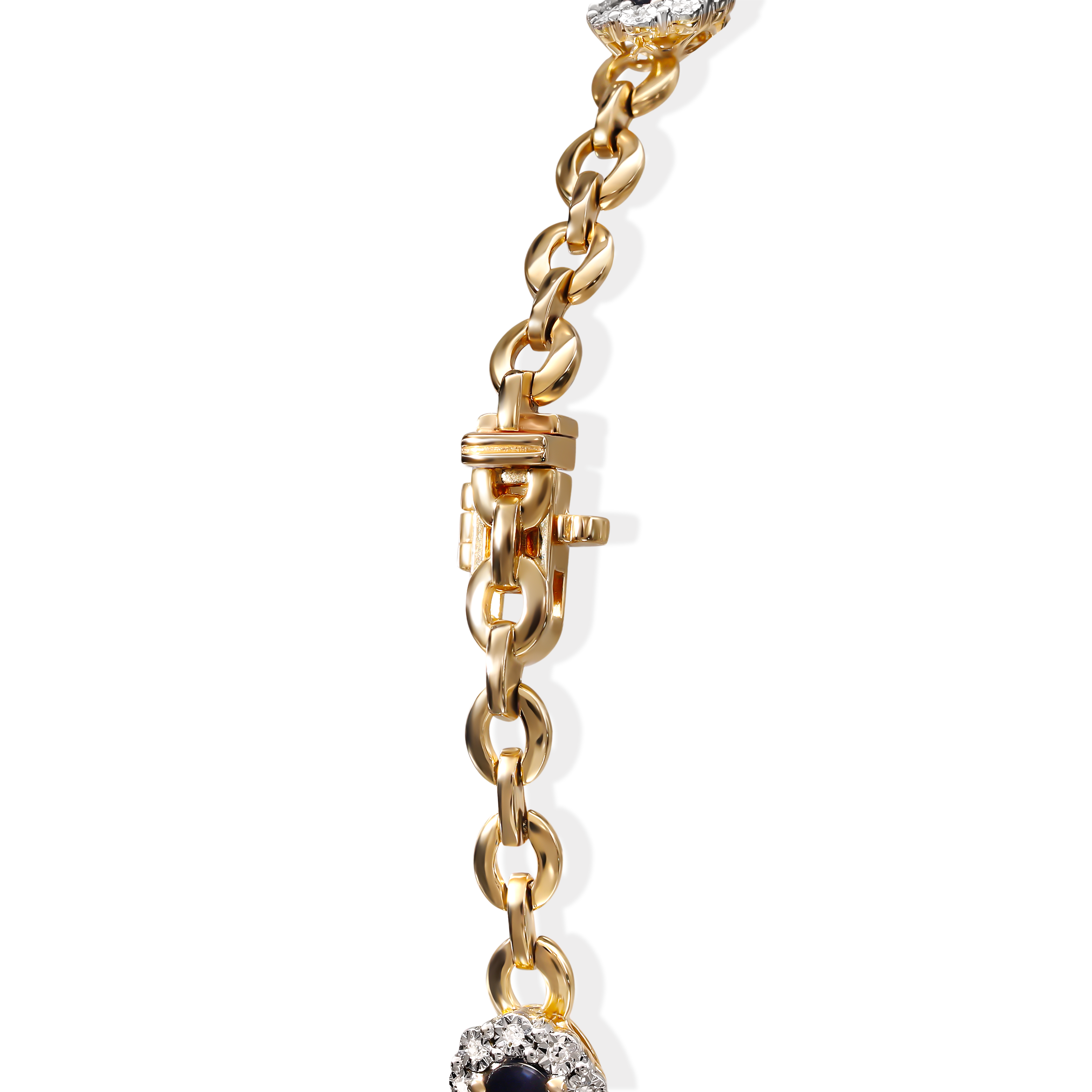 Luksusowa złota bransoleta z szafirami 2.71 ct i diamentami naturalnymi 0.19 ct, próba 585