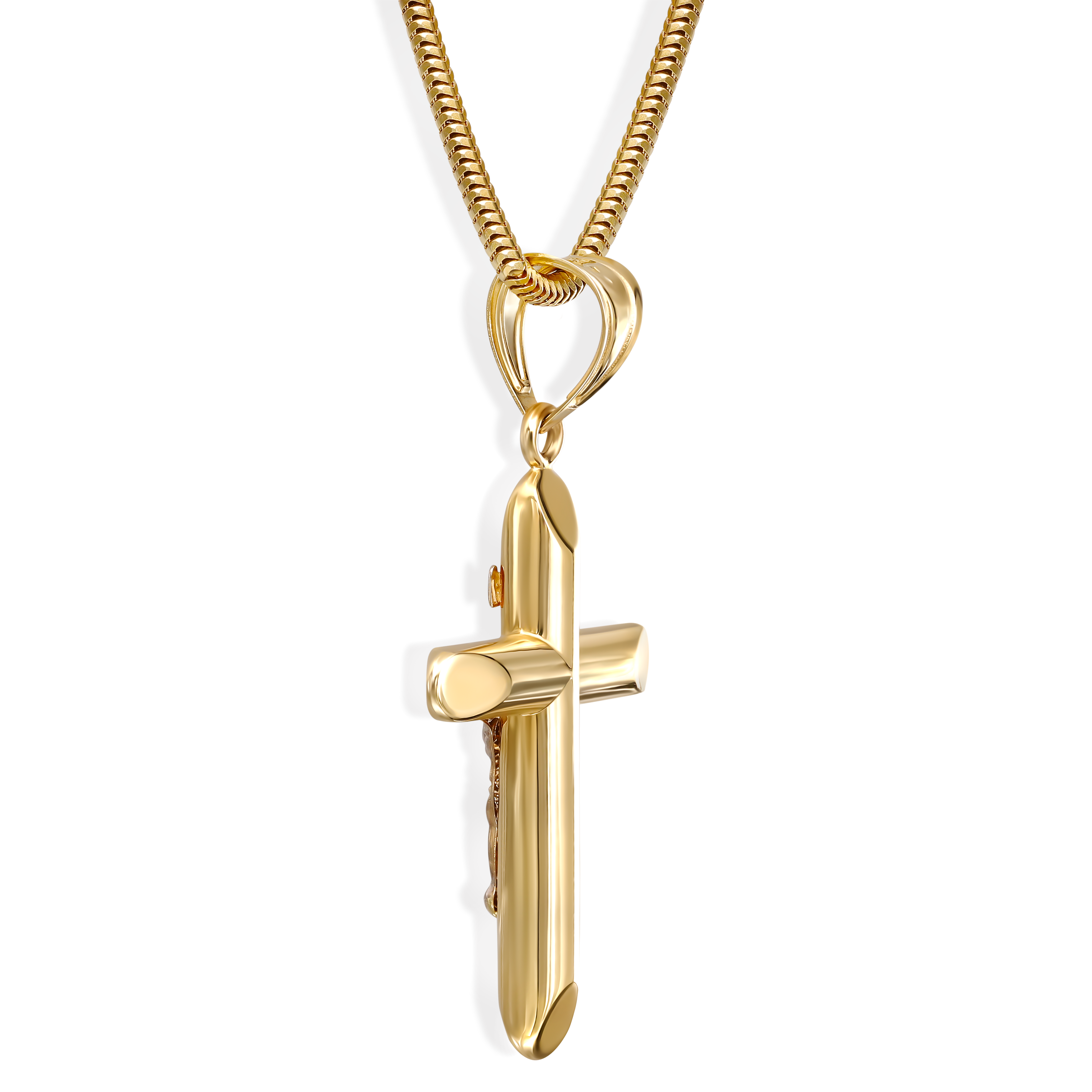 Złoty krzyżyk z rodowanymi elementami, próba 585