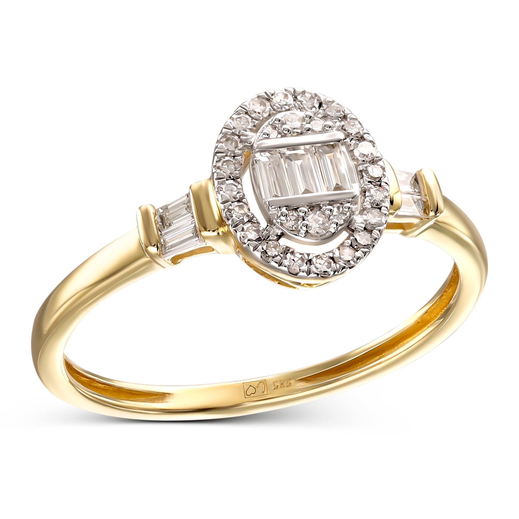 Złoty pierścionek z diamentami naturalnymi 0.2 ct, rozmiar 12, próba 585