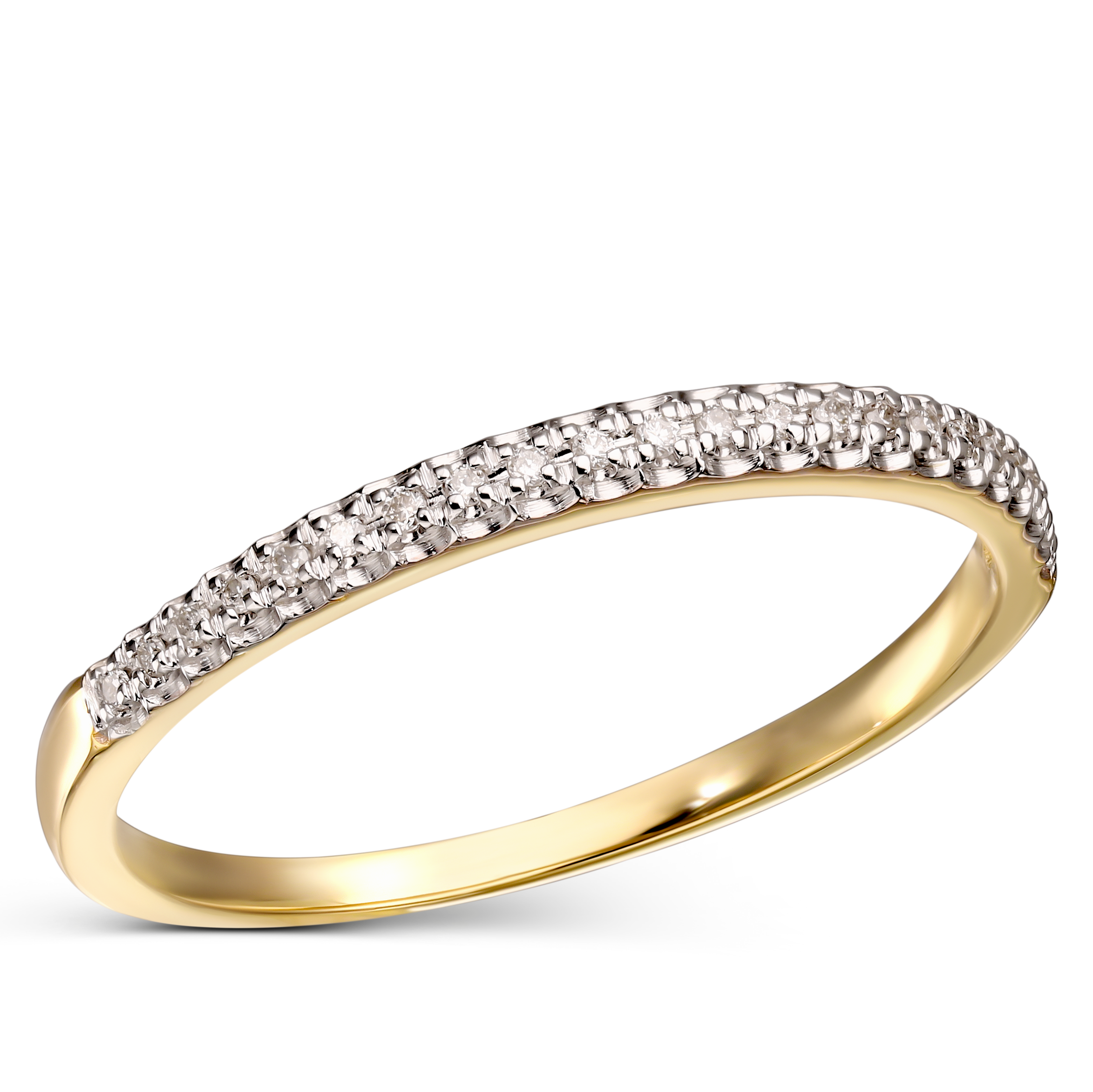 Pierścionek złoty obrączkowy z diamentami naturalnymi 0.06 ct, rozmiar 16, próba 585