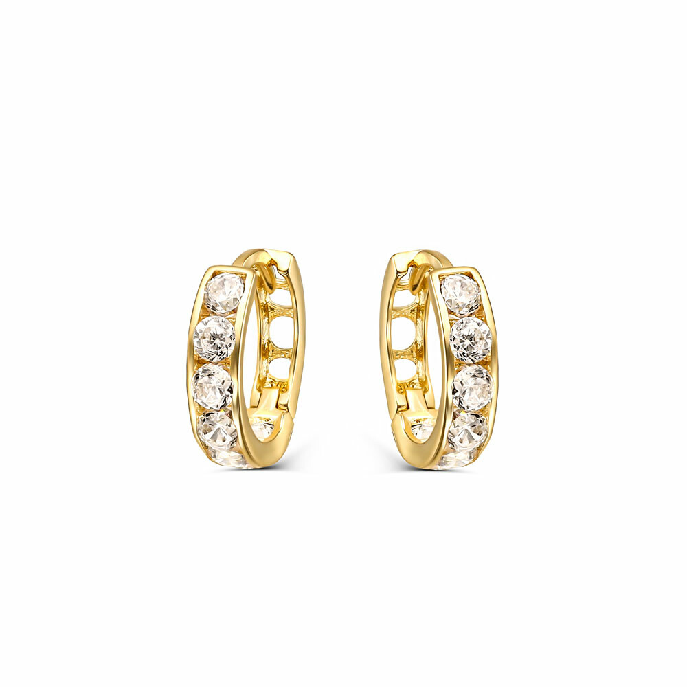 Kolczyki złote małe koła z cyrkoniami, pr.585