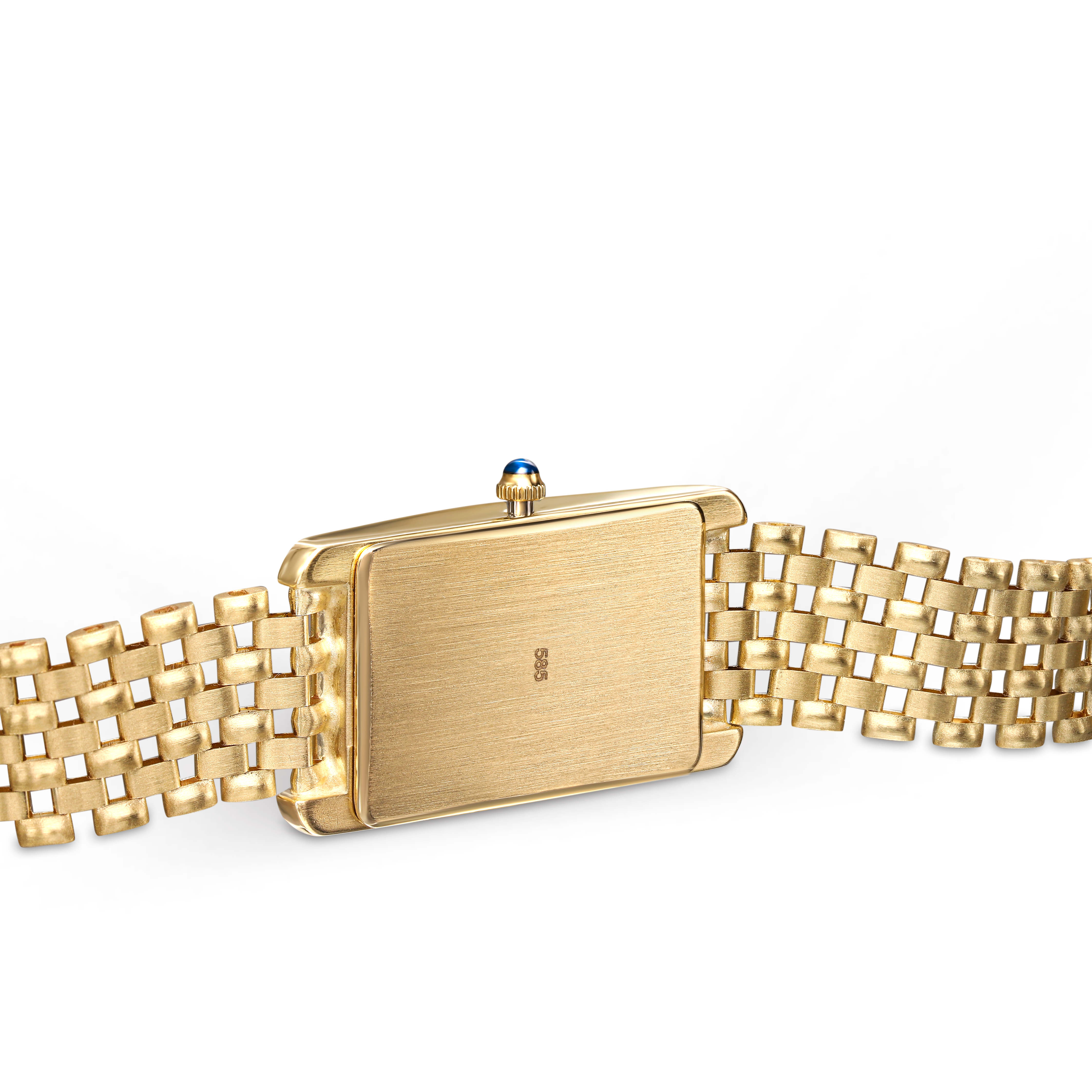 Złoty zegarek z prostokątną tarczą, próba 585