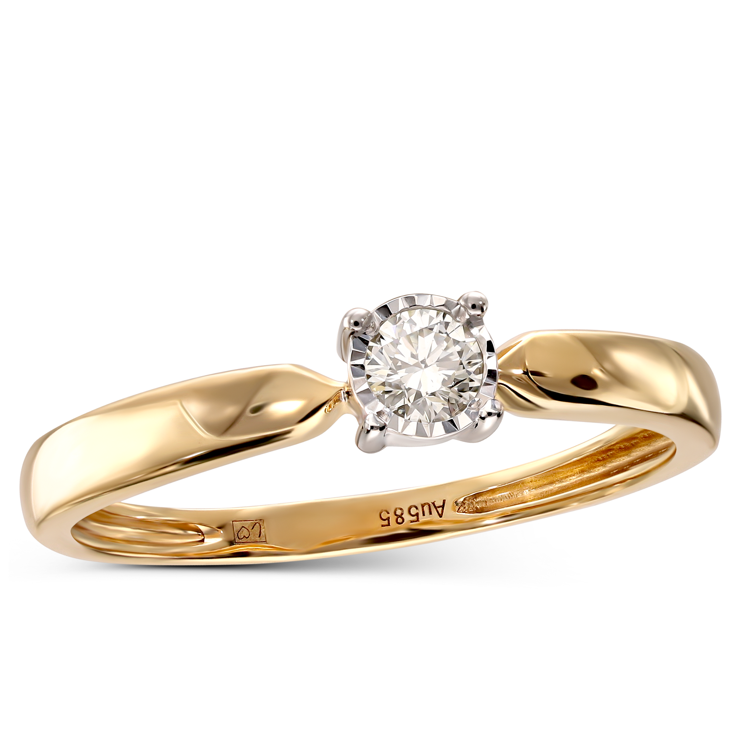 Pierścionek złoty z diamentem naturalnym z diamentem naturalnym 0.12 ct, rozmiar 12, próba 585