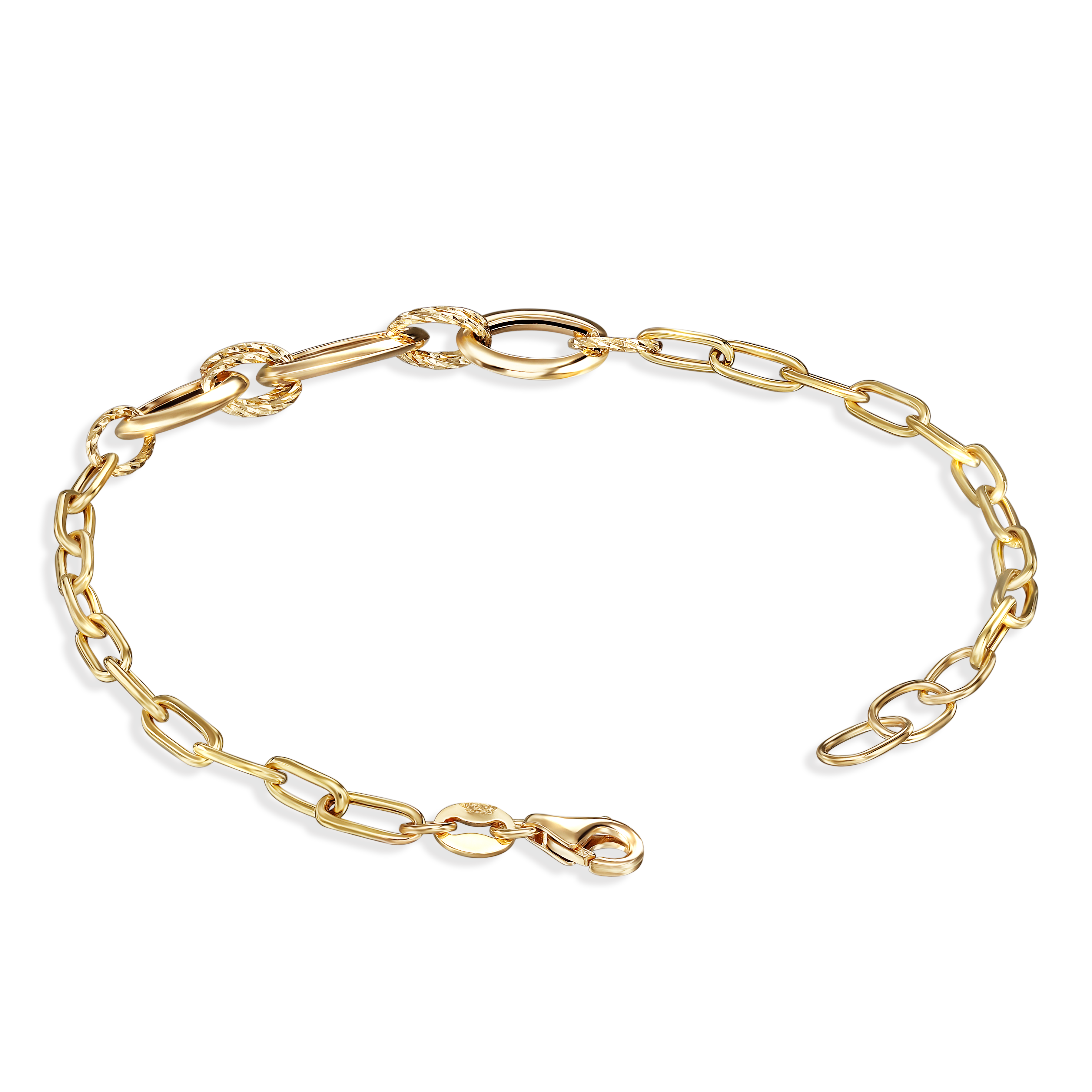 Bransoleta złota z dużymi zaoblonymi ogniwami, próba 585
