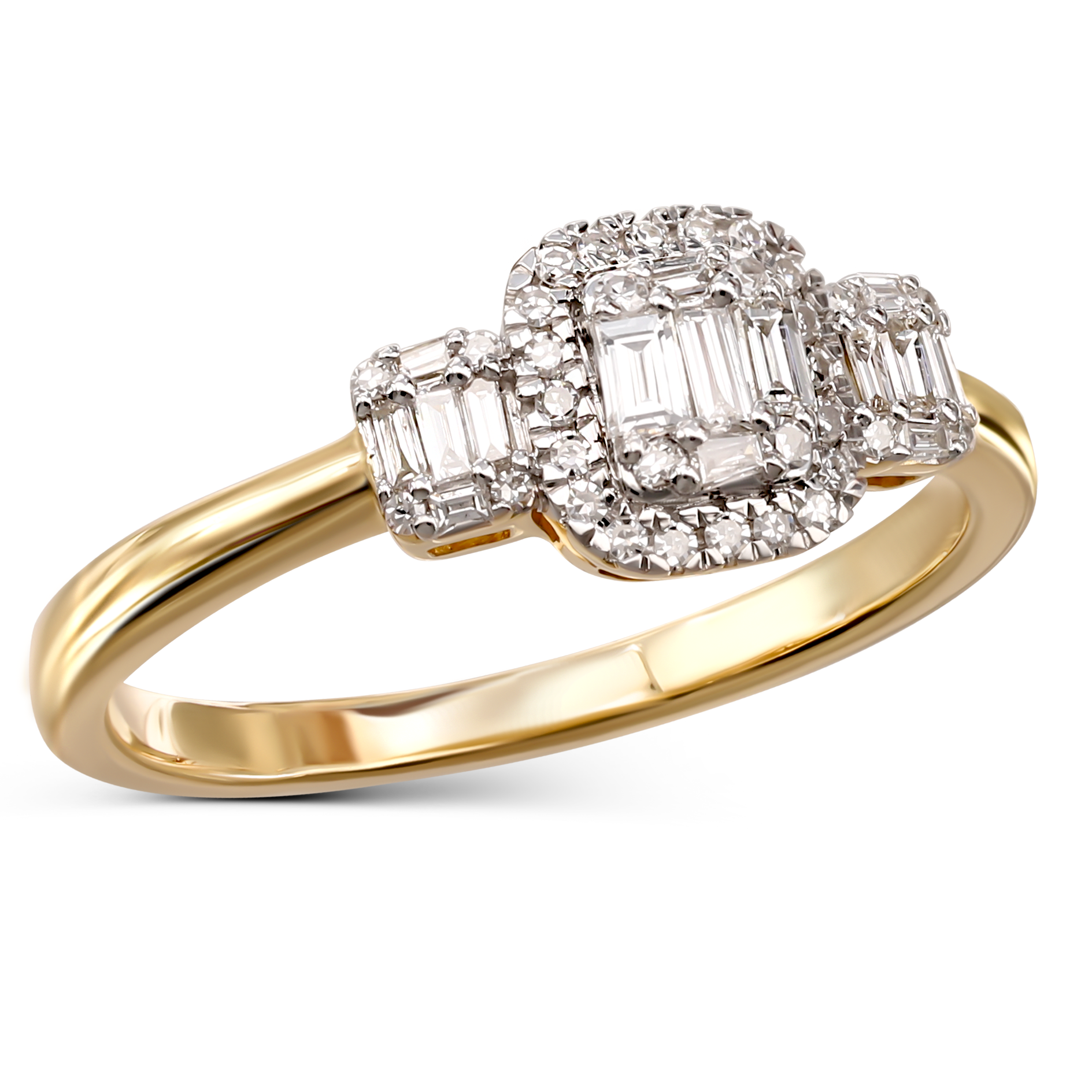 Pierścionek złoty z diamentami naturalnymi 0.25 ct, próba 585