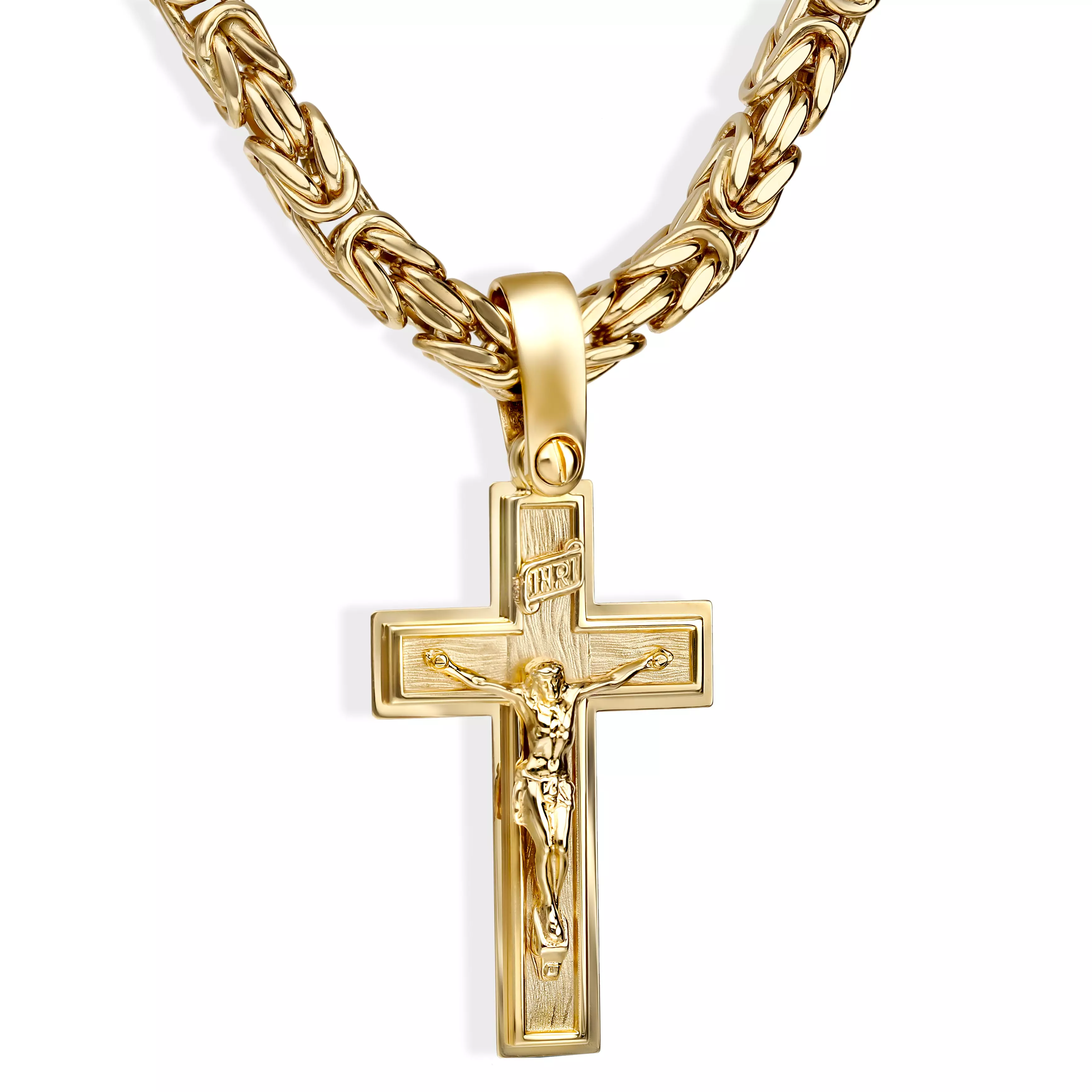 Krzyżyk męski złoty z Chrystusem, próba 585