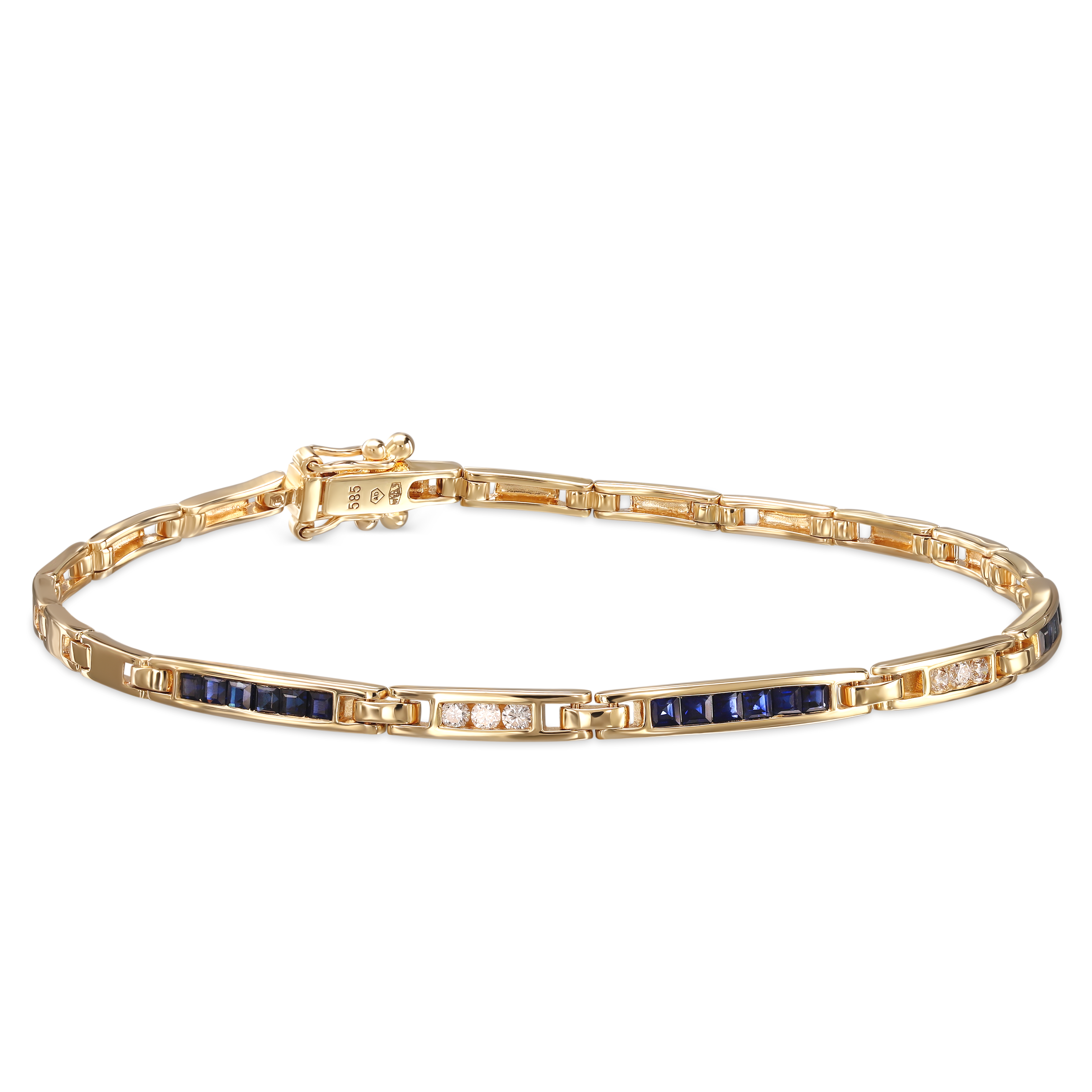 Luksusowa złota bransoleta z diamentami i szafirami, próba 585