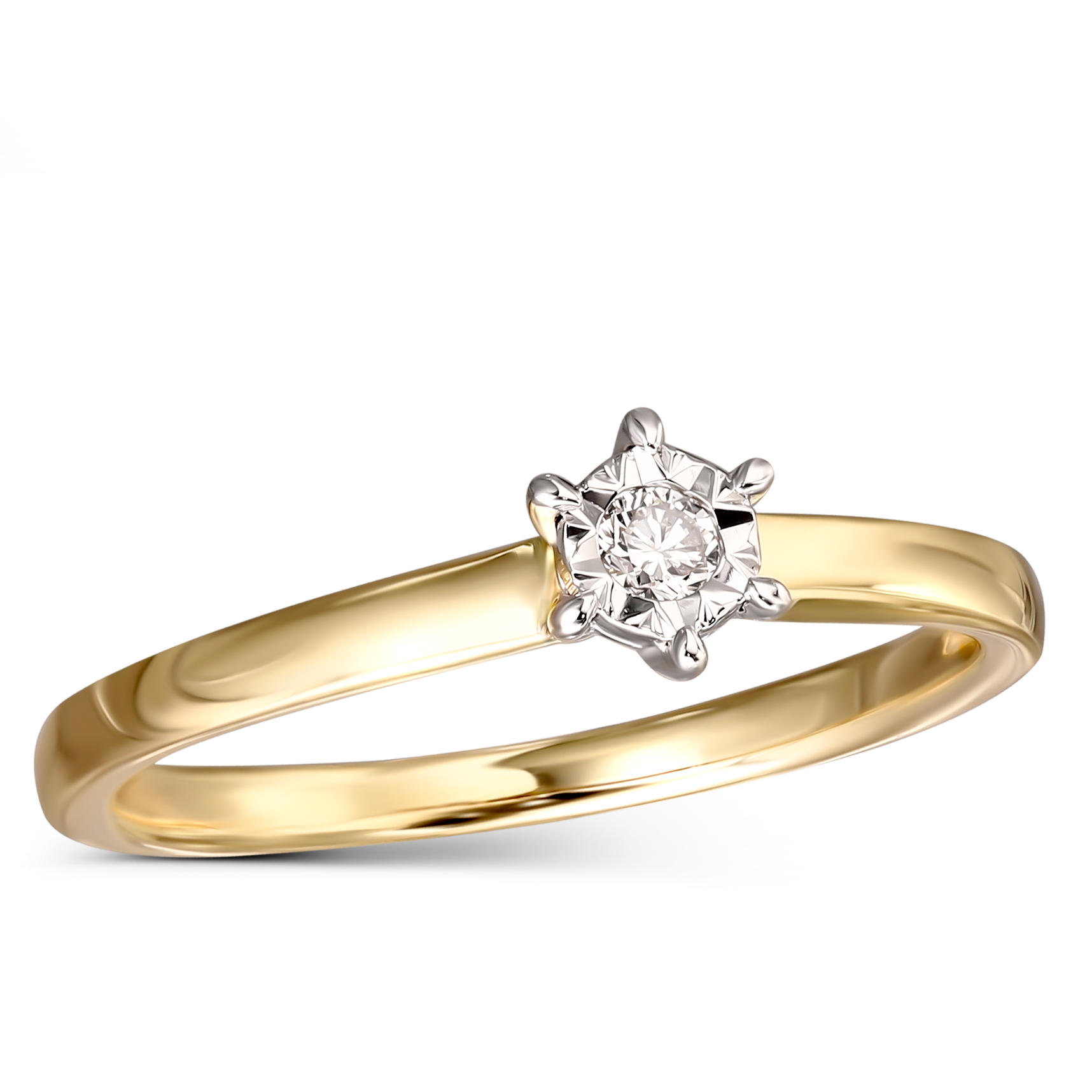 Klasyczny Pierścionek z diamentem naturalnym 0,05 ct, próba 585