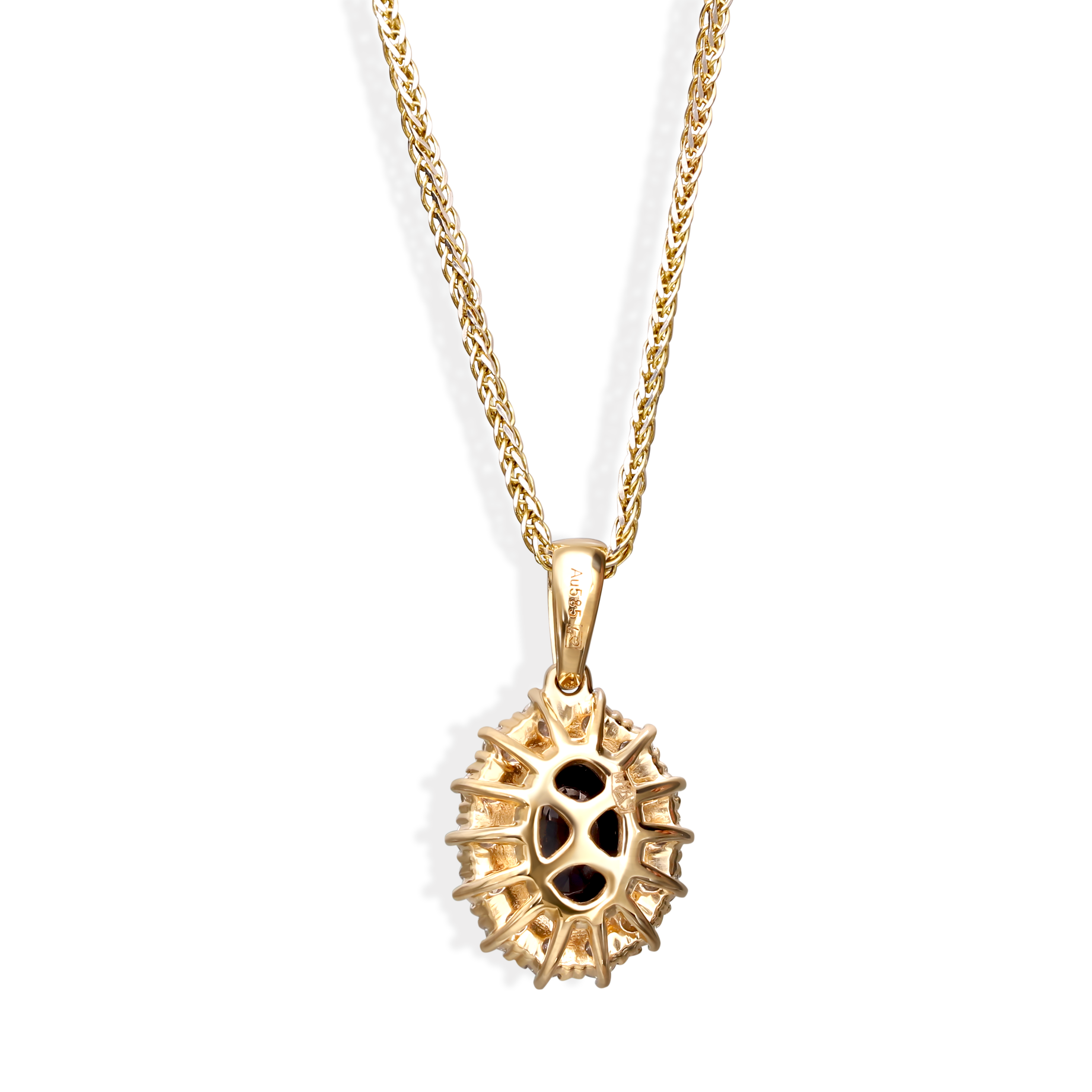 Zawieszka złota z szafirem 1.10 ct i diamentami naturalnymi 0.24 ct, próba 585