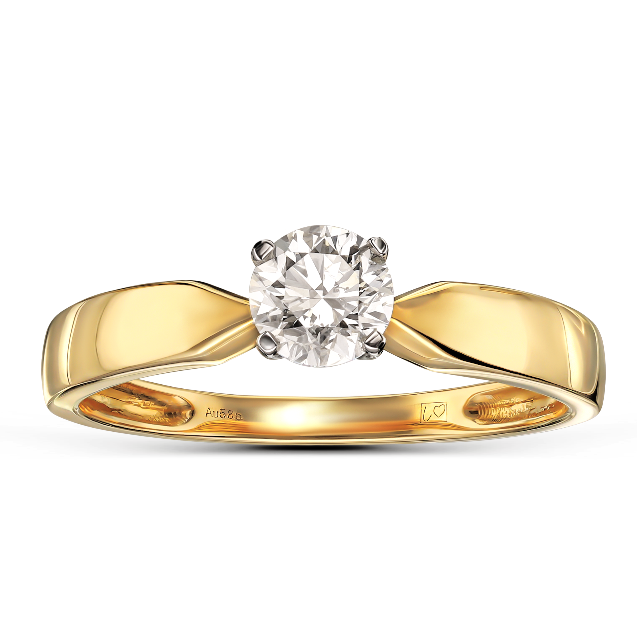 Klasyczny pierścionek złoty zaręczynowy z brylantem 0.5 ct, próba 585 | Certyfikat IGI