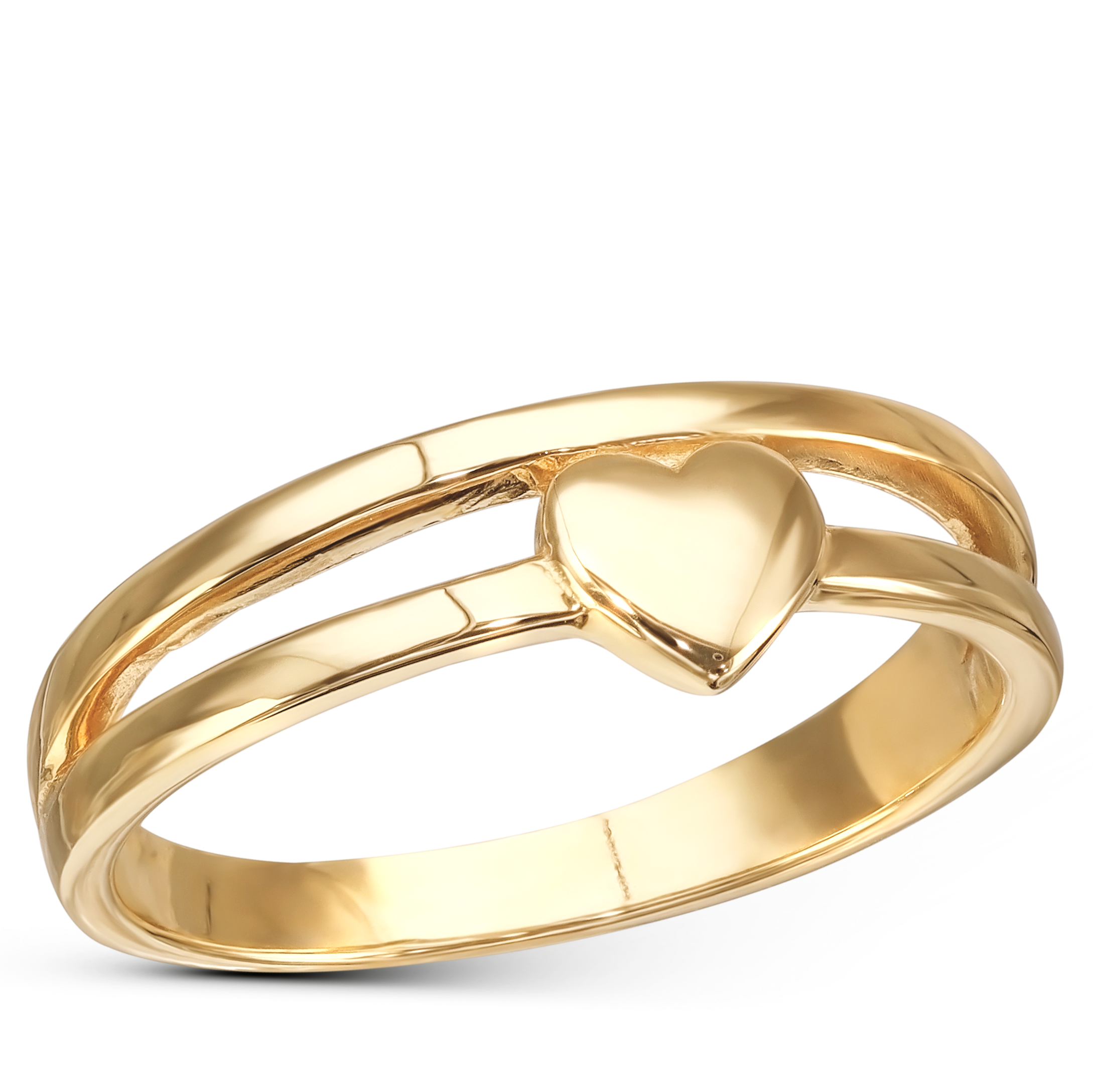 Pierścionek złoty podwójny gładki z motywem serca, próba 585
