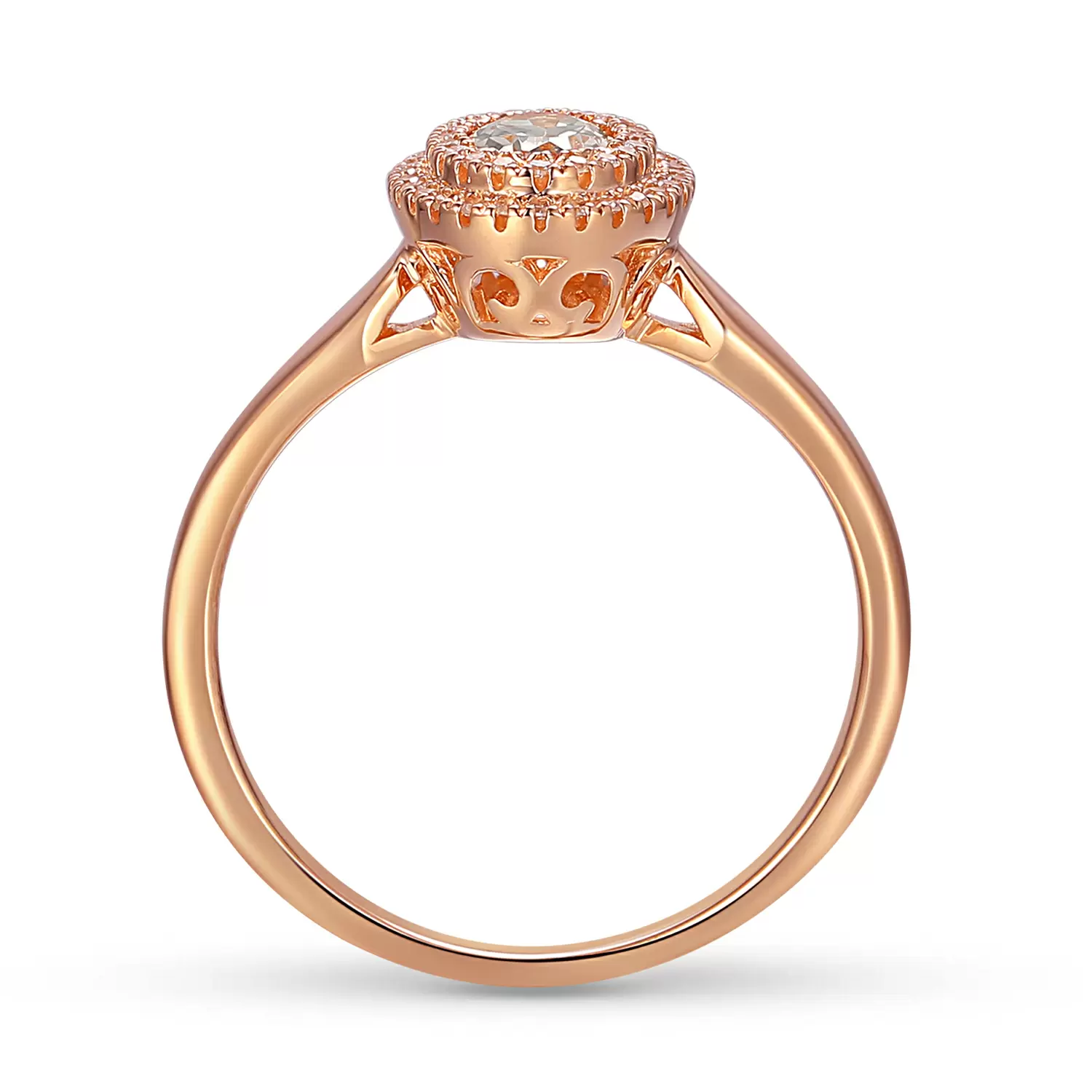 Pierścionek z różowego złota z morganitem 0.38 ct i diamentami naturalnymi, rozmiar 15, próba 585