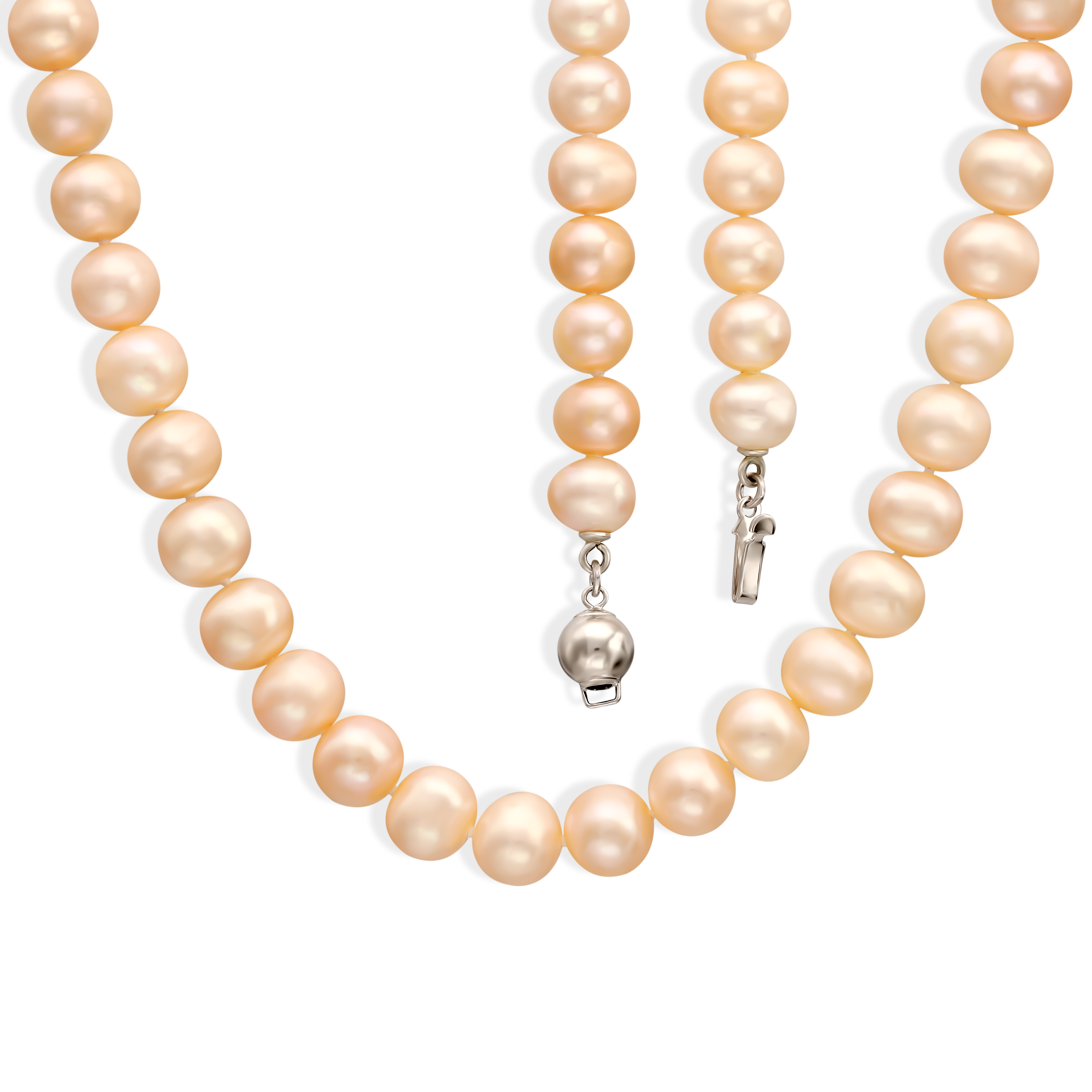 Naszyjnik z beżowych pereł hodowanych 50 cm, zapięcie srebrne pr. 925