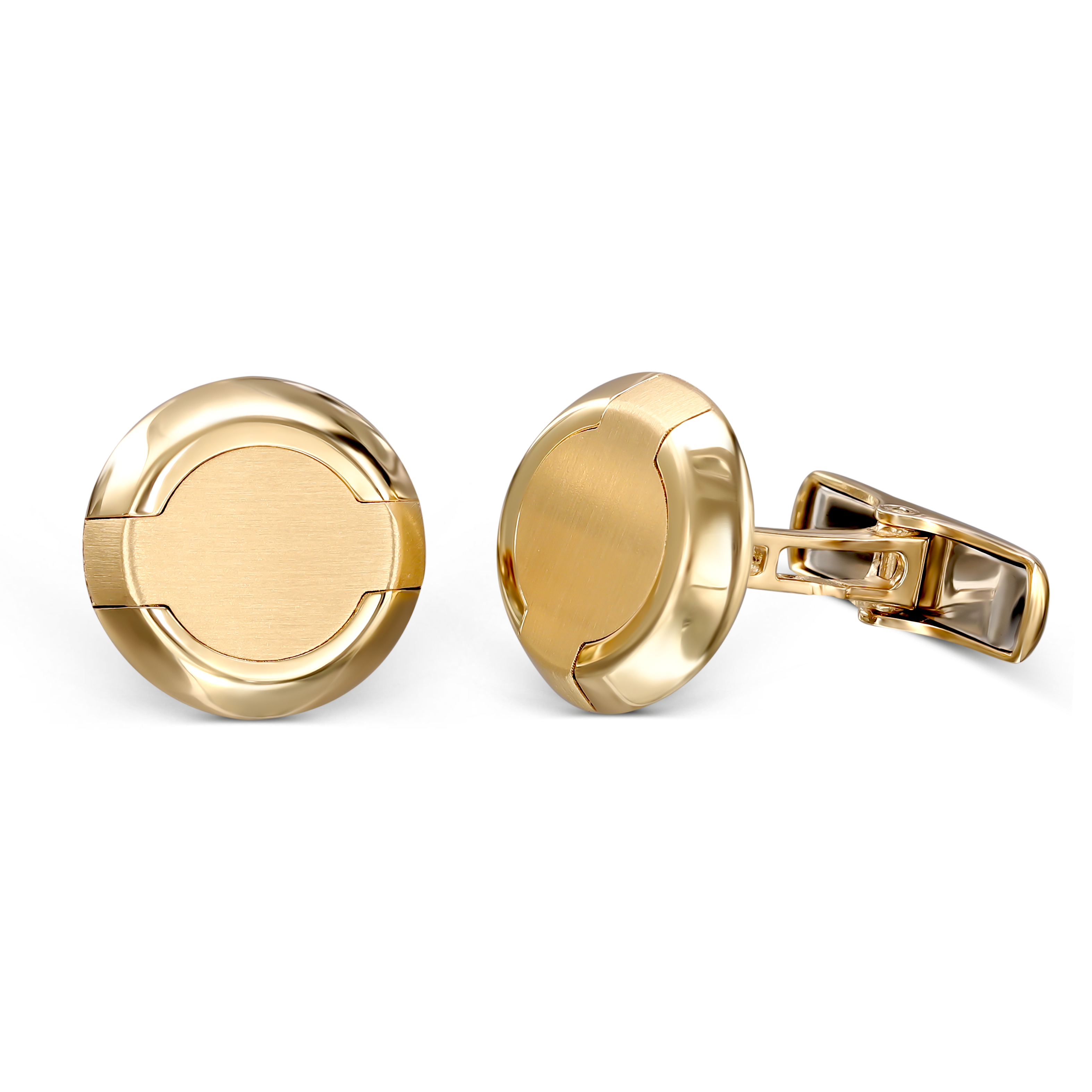 Okrągłe złote spinki do makietów, próba 585