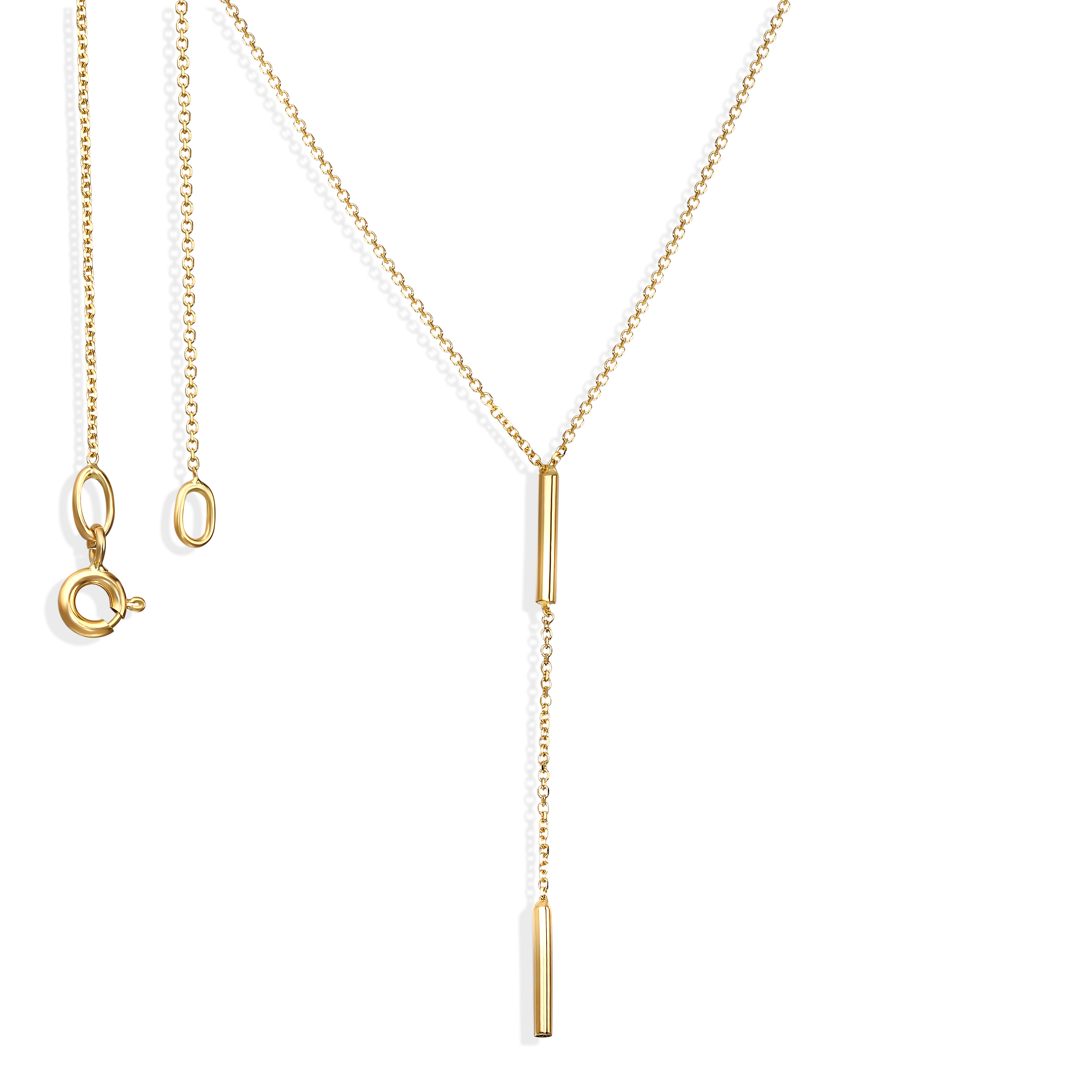 Złoty naszyjnik krawatka z cylindrami, próba 585