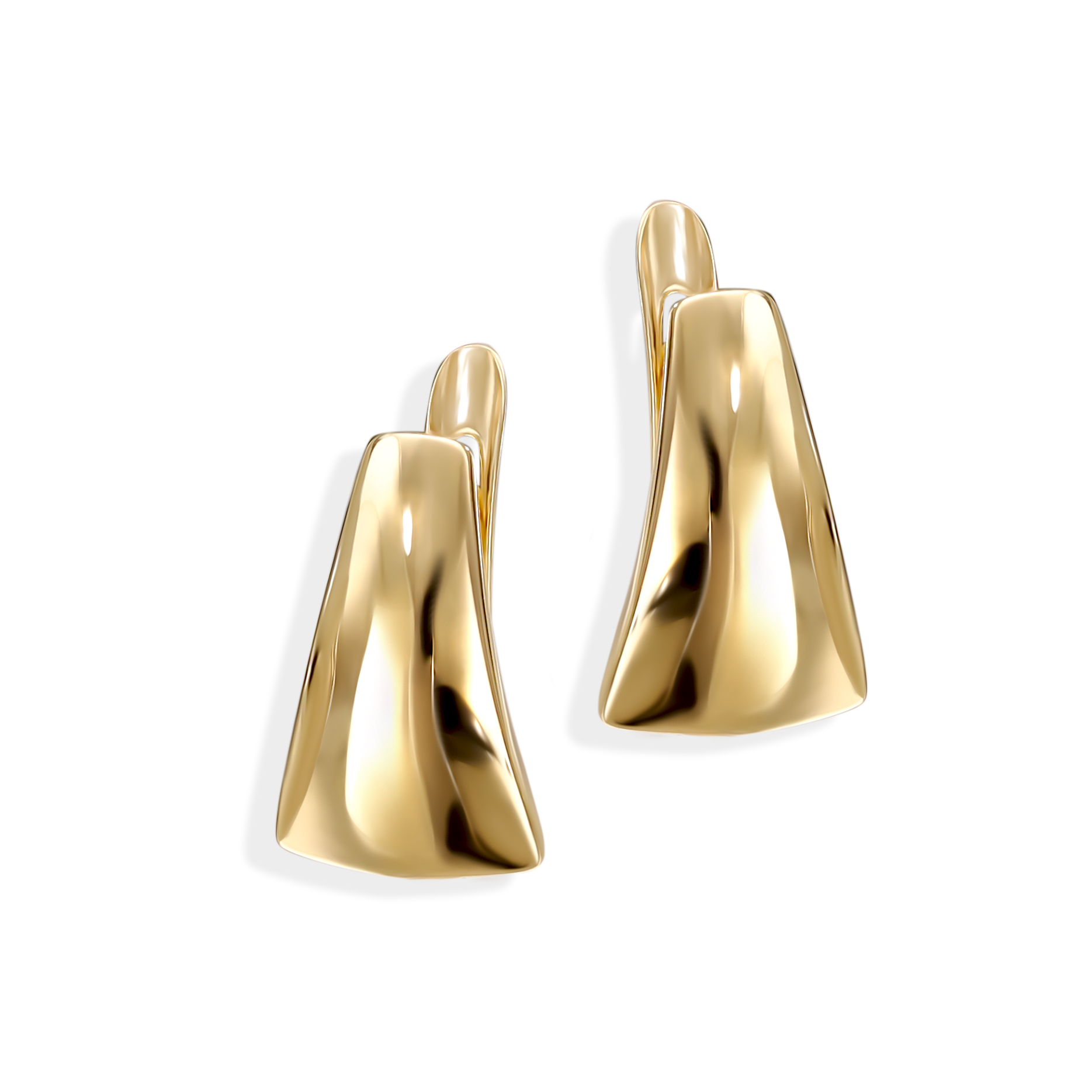 Złote gładkie kolczyki na angielskim zapięciu, próba 585