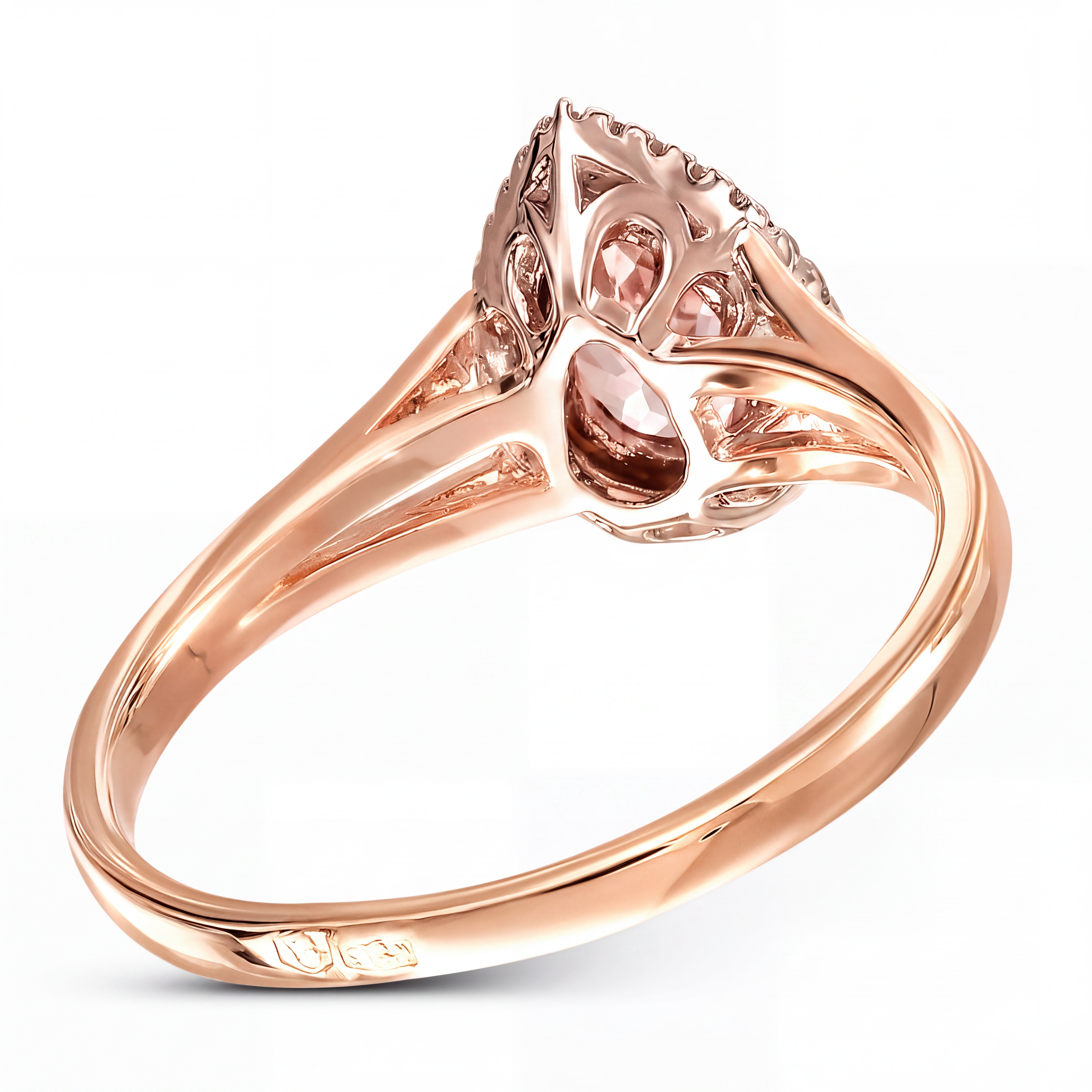 Pierścionek z różowego złota z morganitem 0.39 ct i diamentami naturalnymi, próba 585