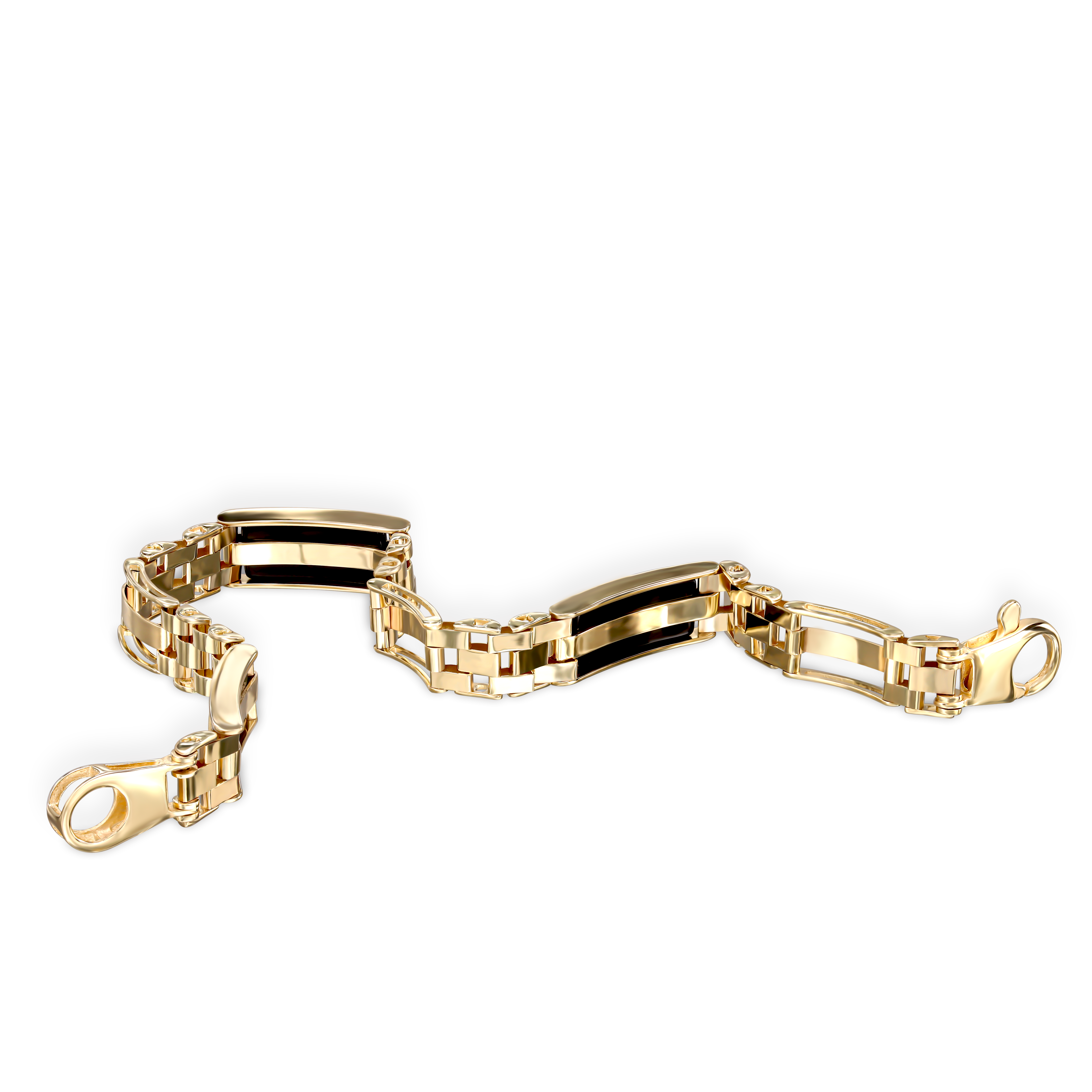 Złota bransoleta męska z onyksem, próba 585