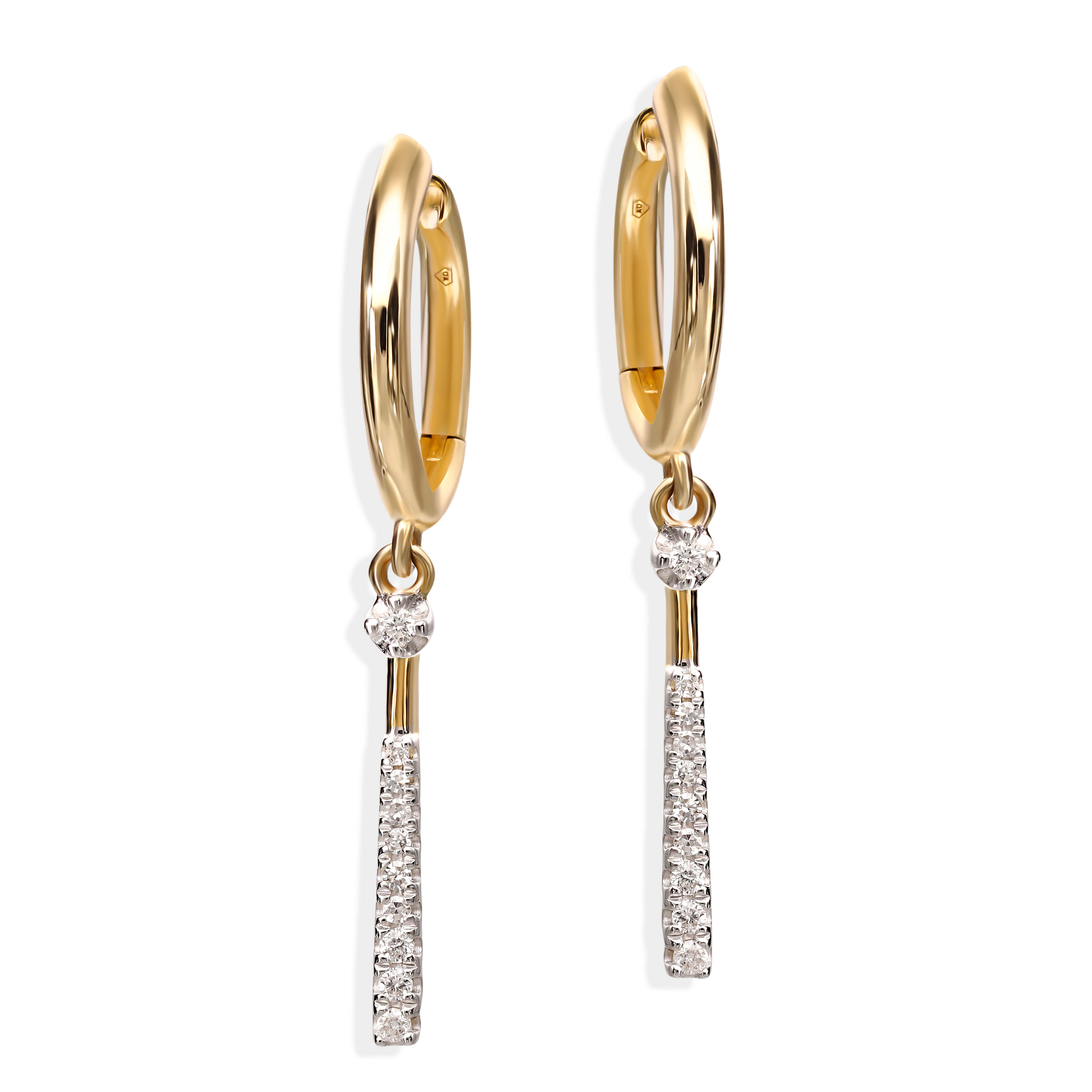 Kolczyki złote z diamentami naturalnymi 0.09 ct, próba 585