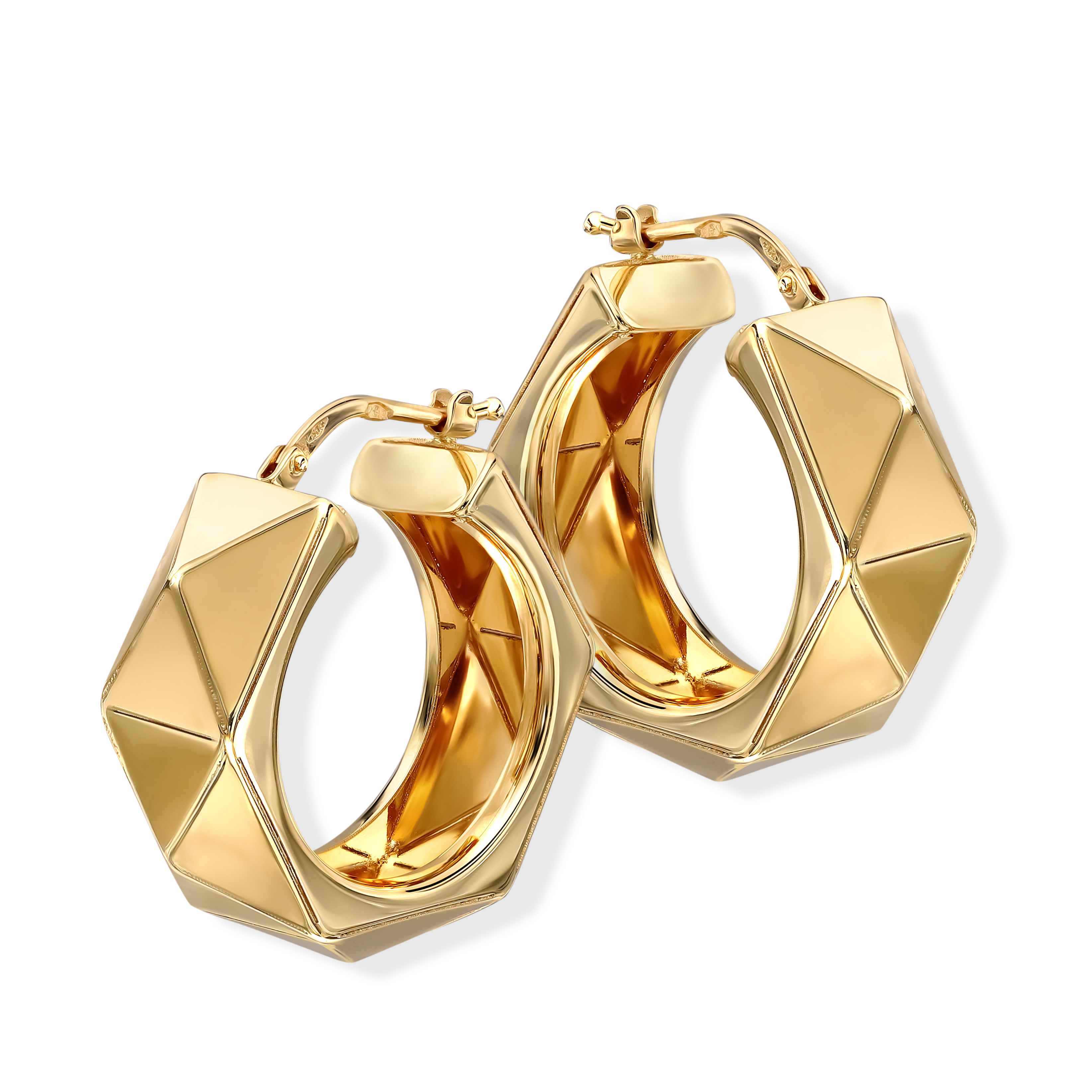 Kolczyki złote w geometrycznym kształcie, próba 585