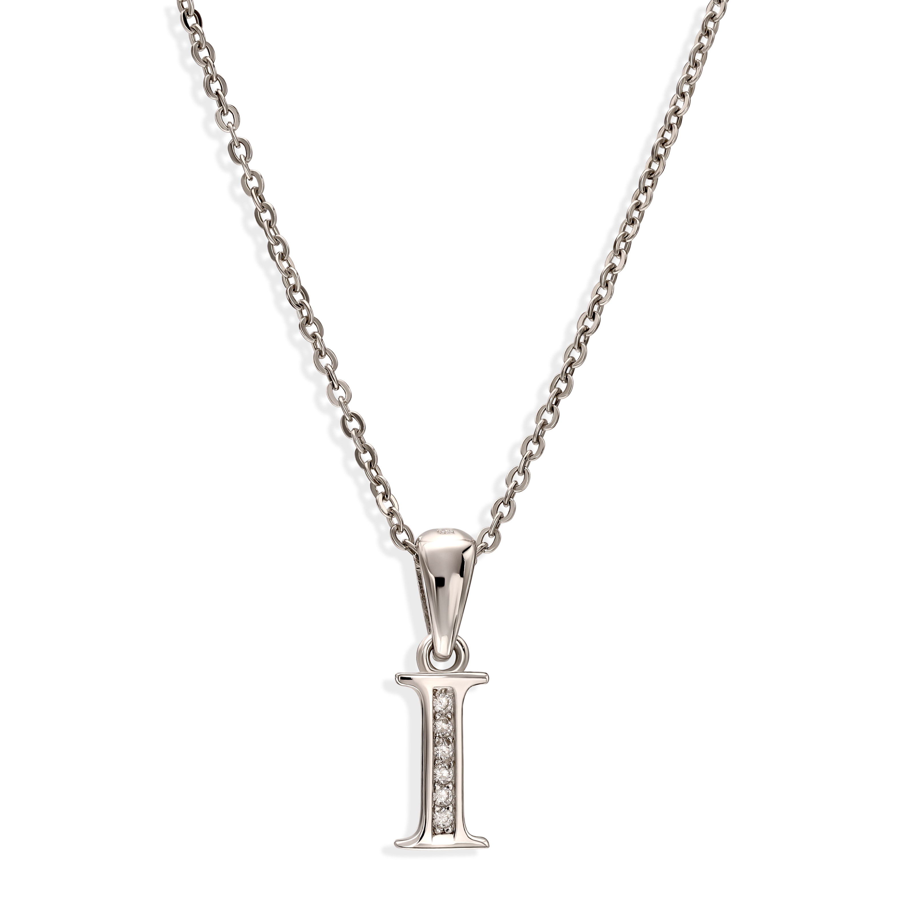 Zawieszka srebrna z cyrkoniami literka I, próba 925