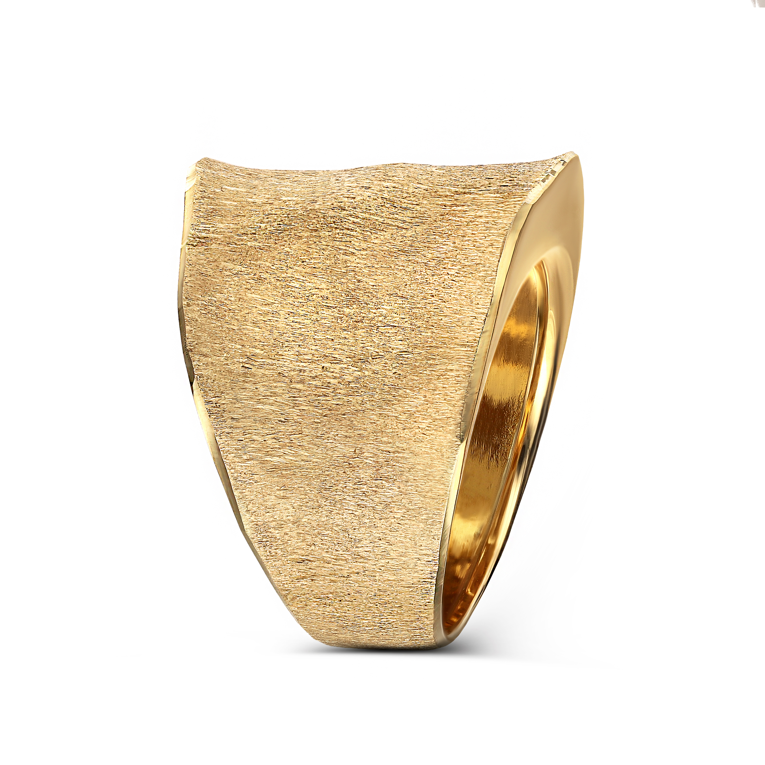 Artystyczny złoty pierścionek satynowany, rozmiar 18+, próba 585
