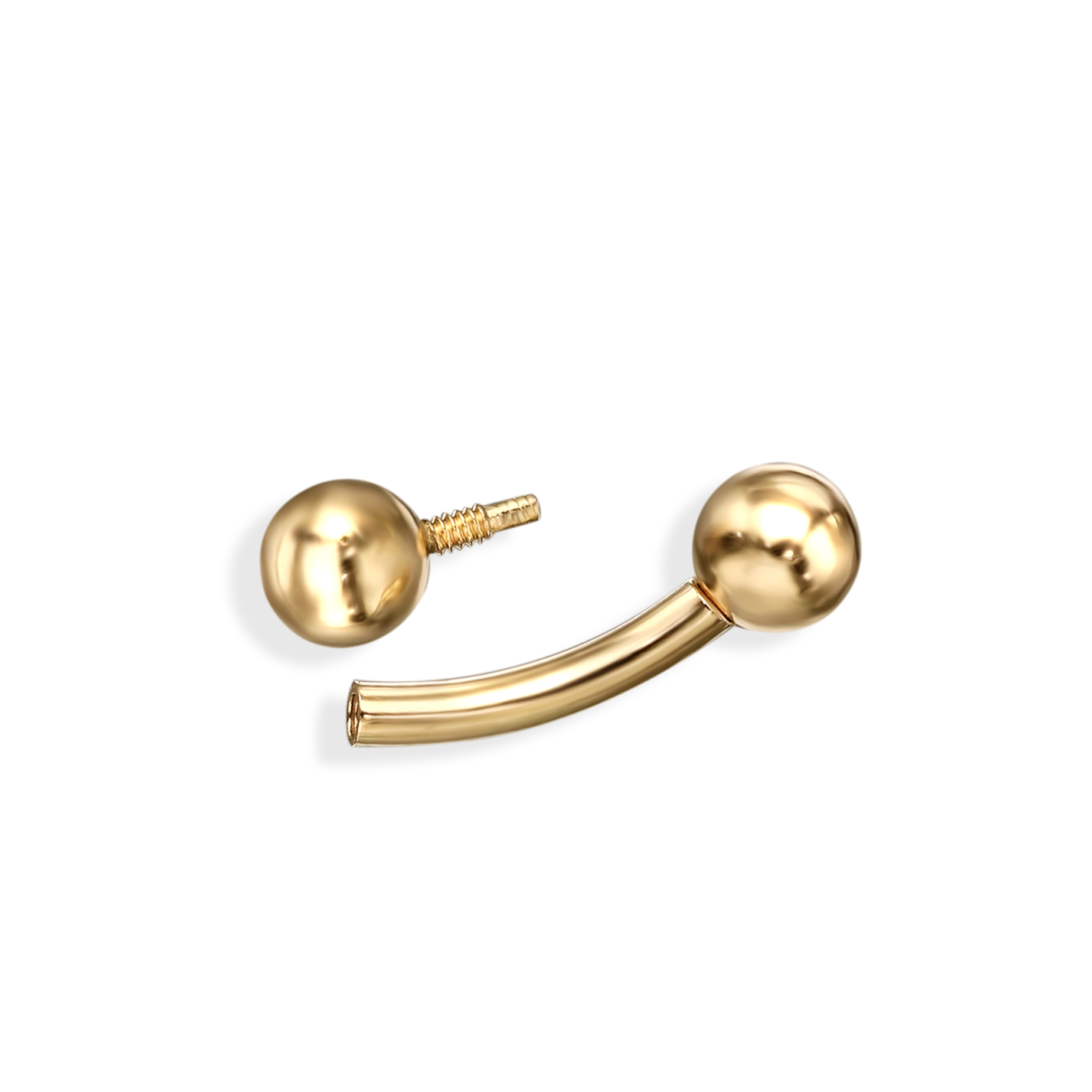 Złoty kolczyk do brwi piercing, długość 6 mm, próba 585