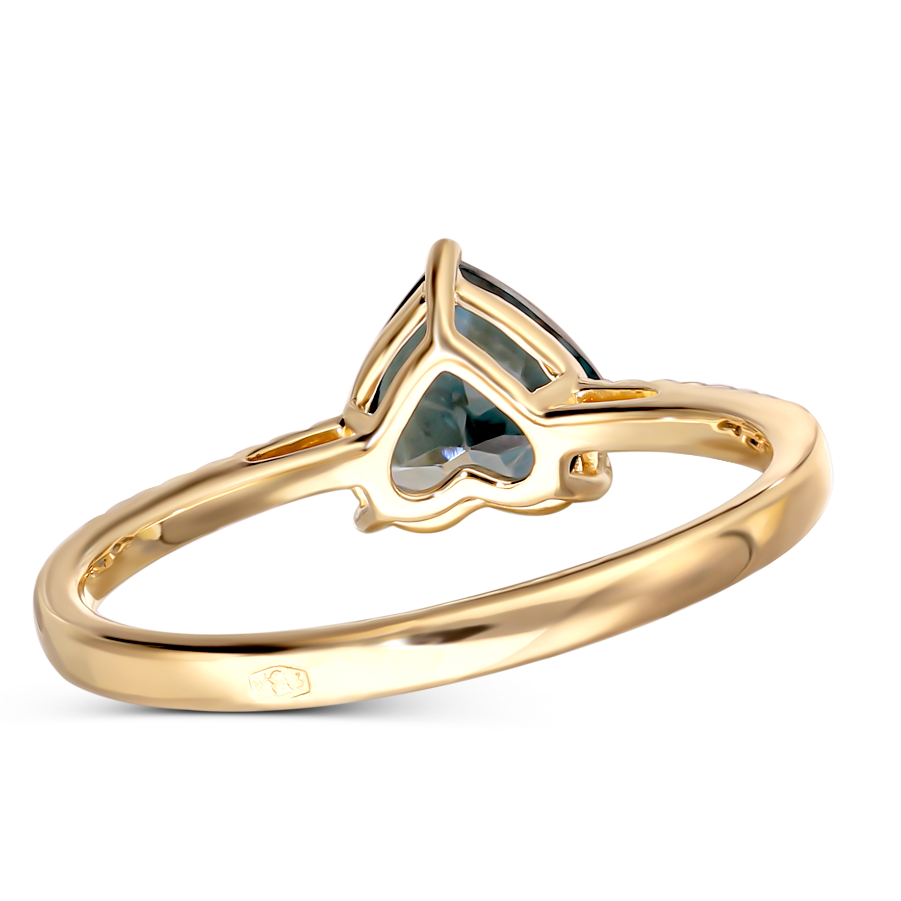 Pierścionek złoty z topazem London Blue i diamentami naturalnymi 0.07 ct, próba 585