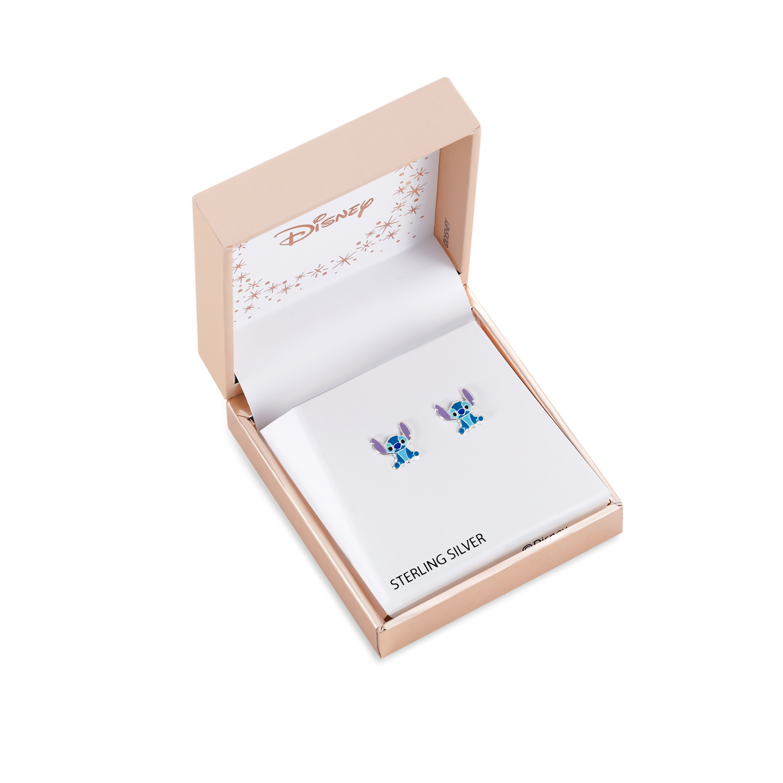 Srebrne kolczyki z emalią Stitch, próba 925