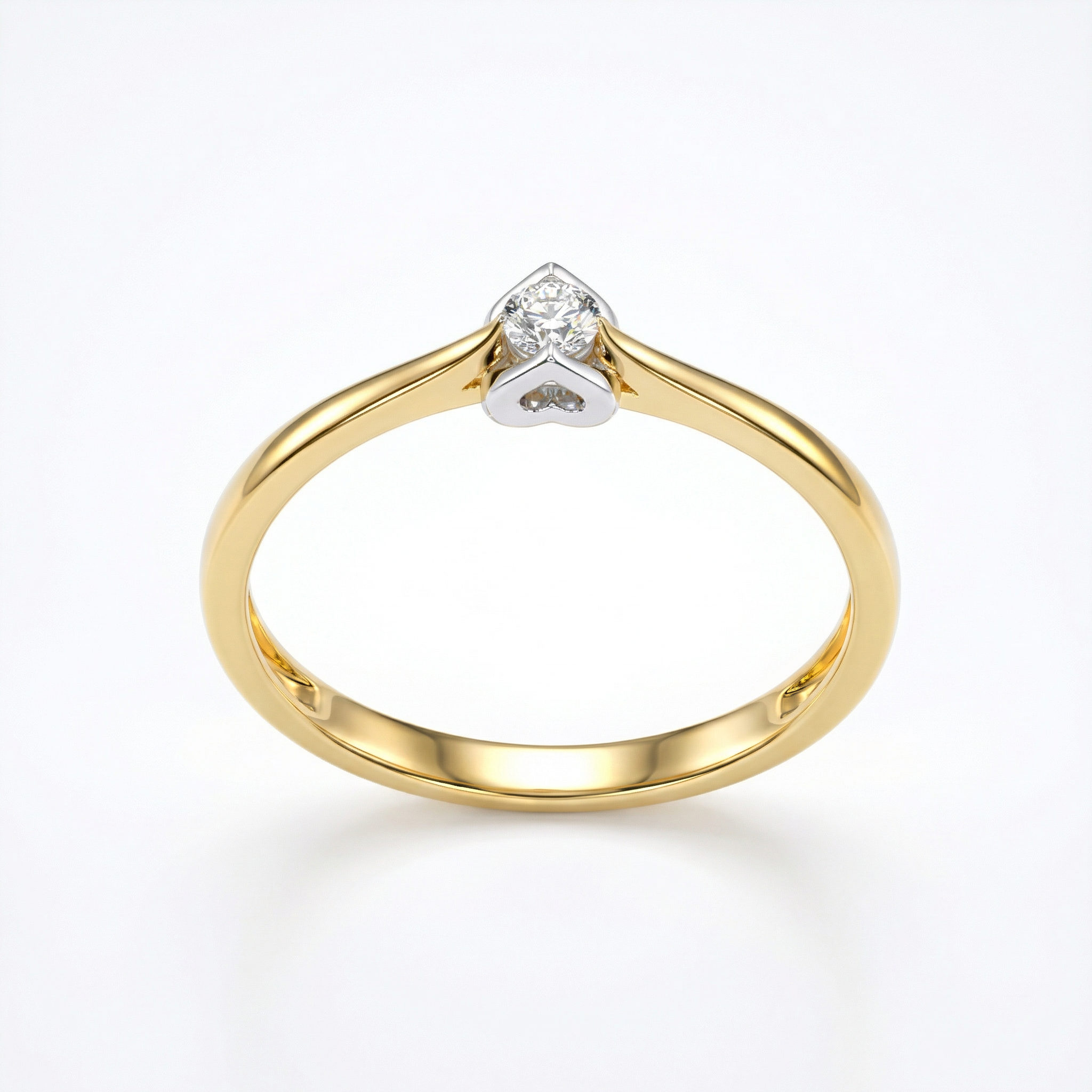 Pierścionek złoty z 1 diamentem naturalnym, 0.07ct, próba 585