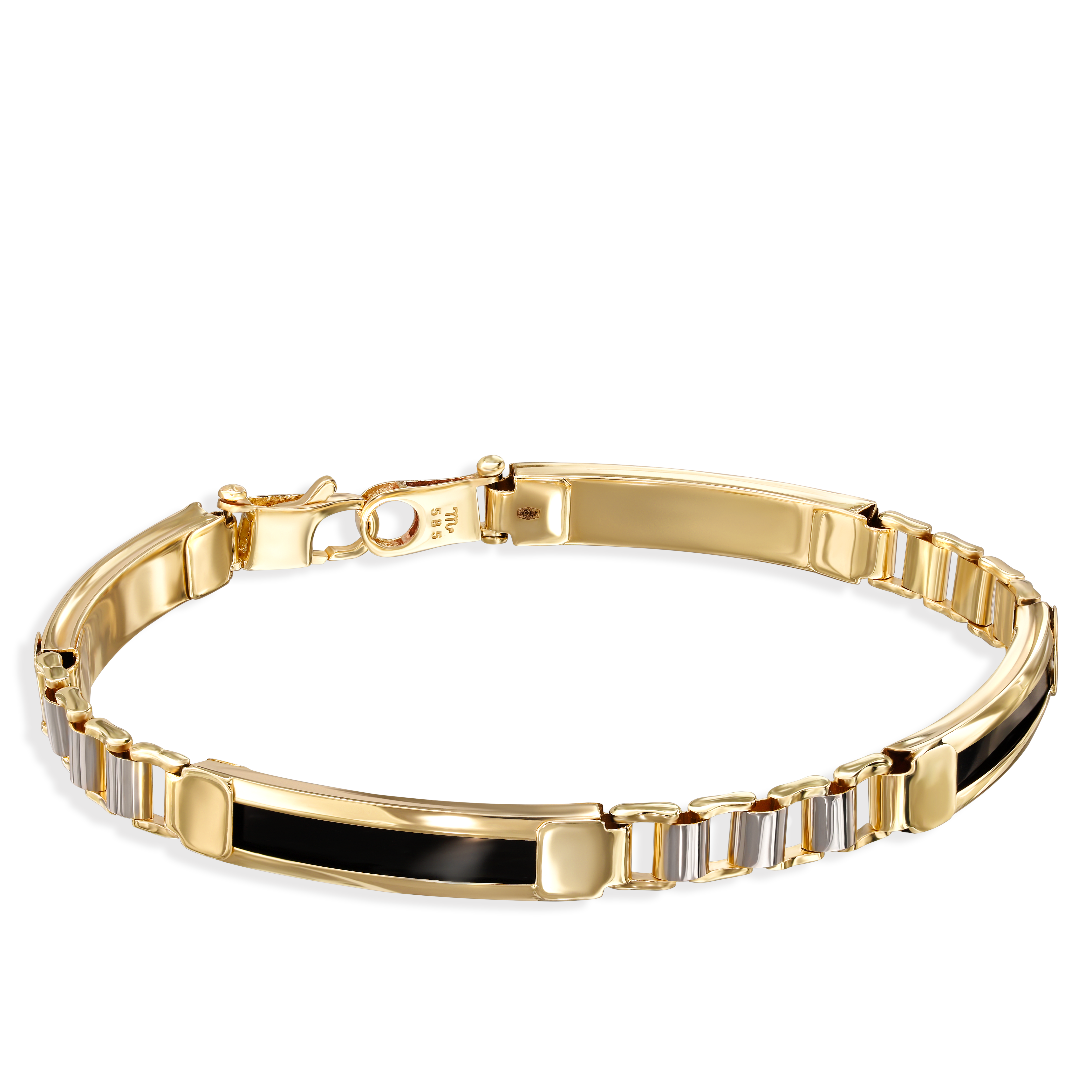 Bransoleta złota z onyksem, długość 21 cm, próba 585