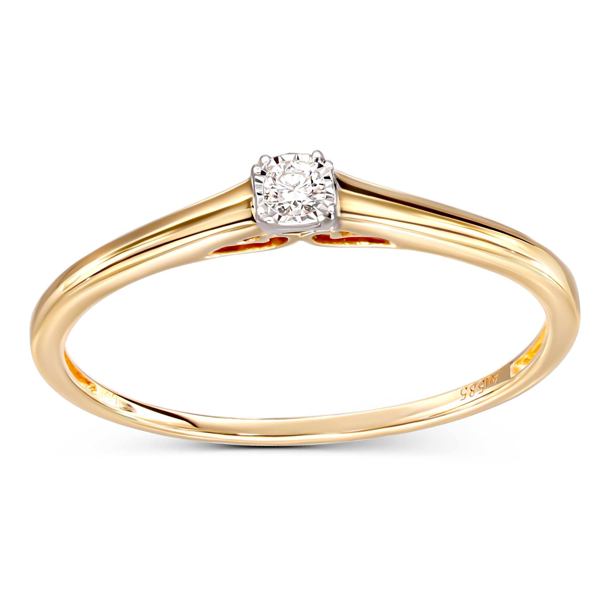 Pierścionek złoty zaręczynowy z diamentem naturalnym 0.04 ct, próba 585