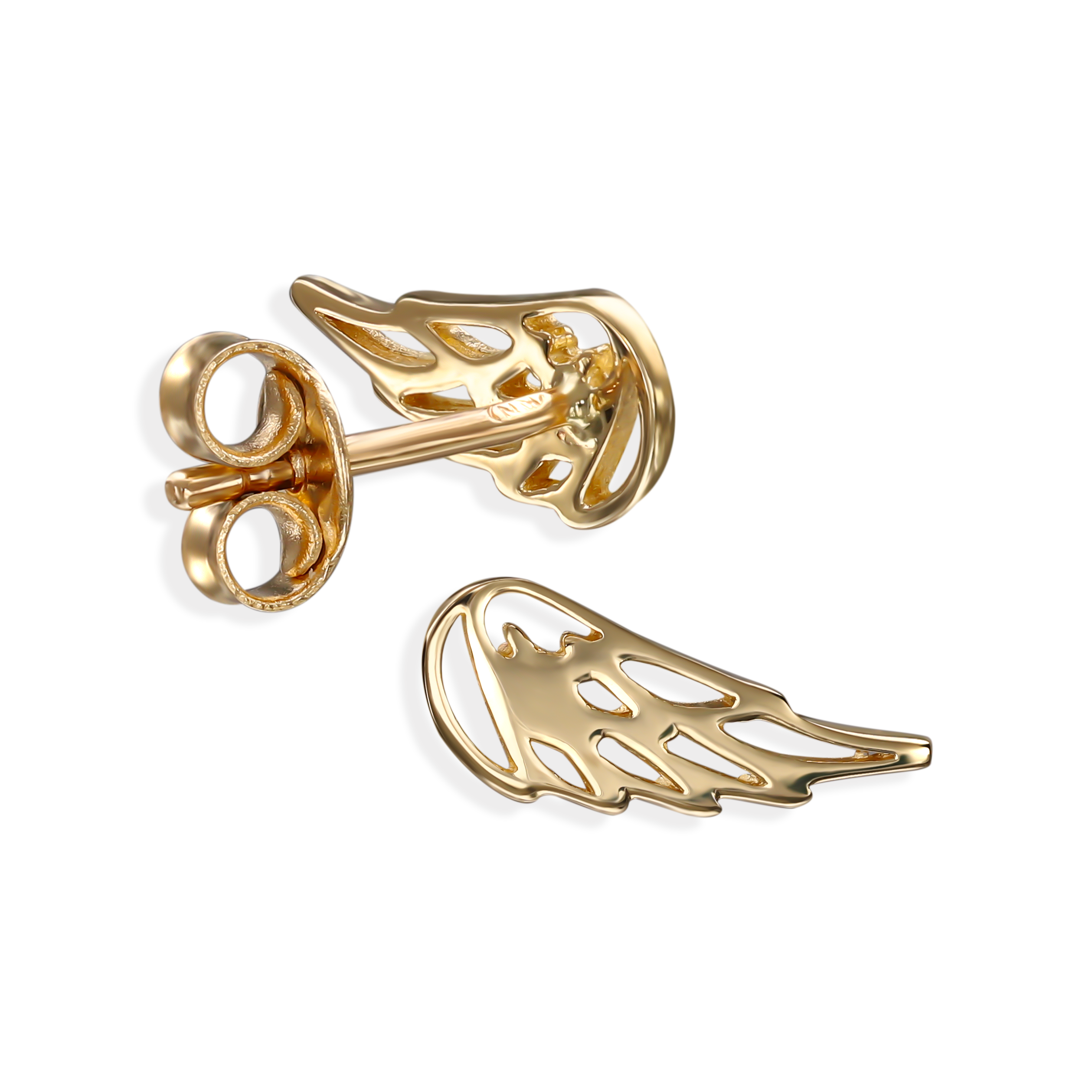 Kolczyki złote sztyfty ażurowe skrzydła, próba 585