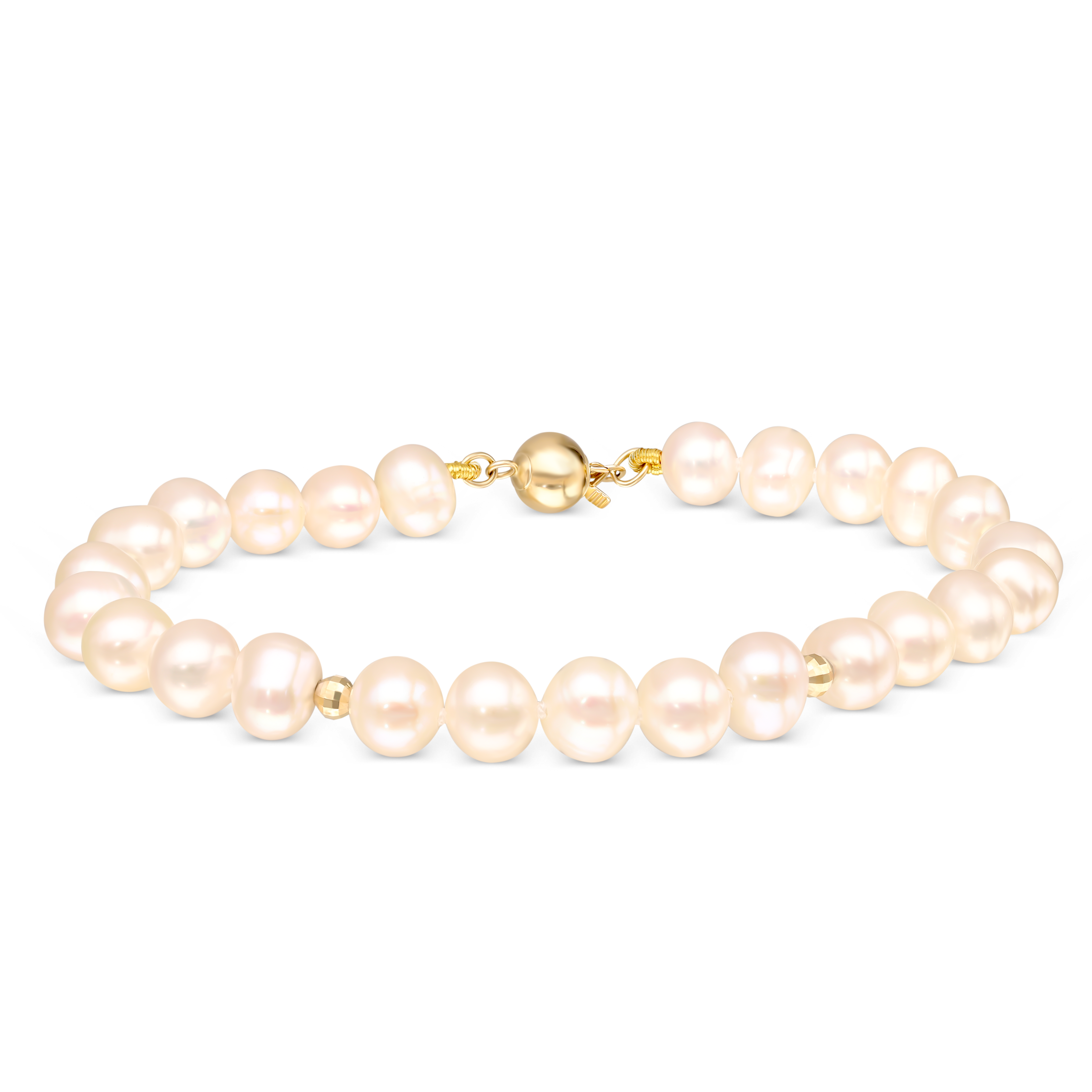 Bransoleta z pereł hodowanych ze złotym zapięciem, próba 585