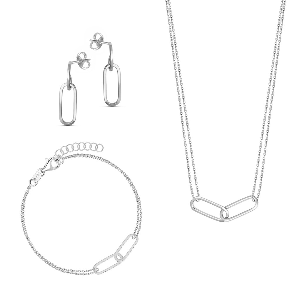 Komplet biżuterii srebrnej naszyjnik, kolczyki i bransoleta, próba 925