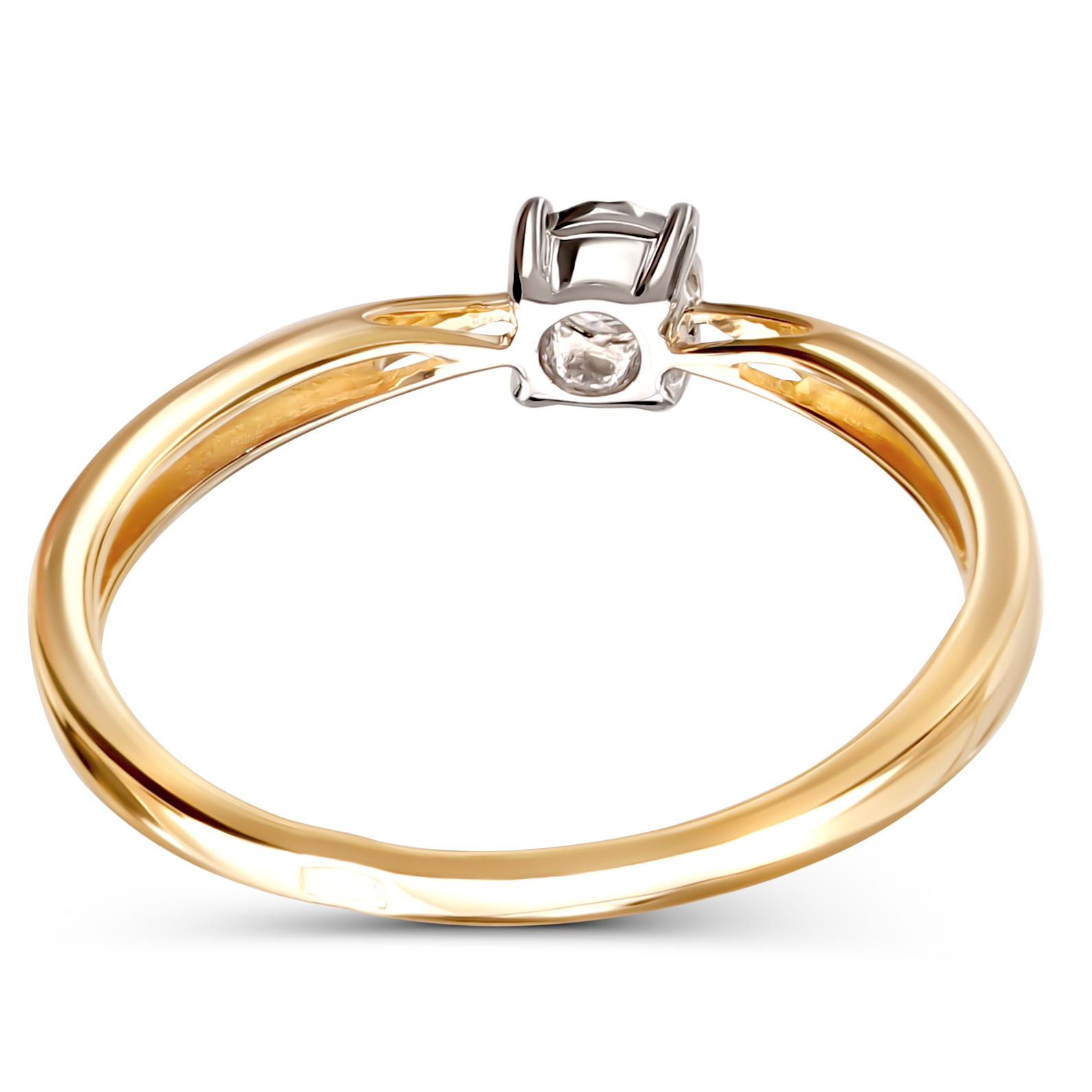 Pierścionek złoty z diamentem naturalnym 0.07 ct, próba 585