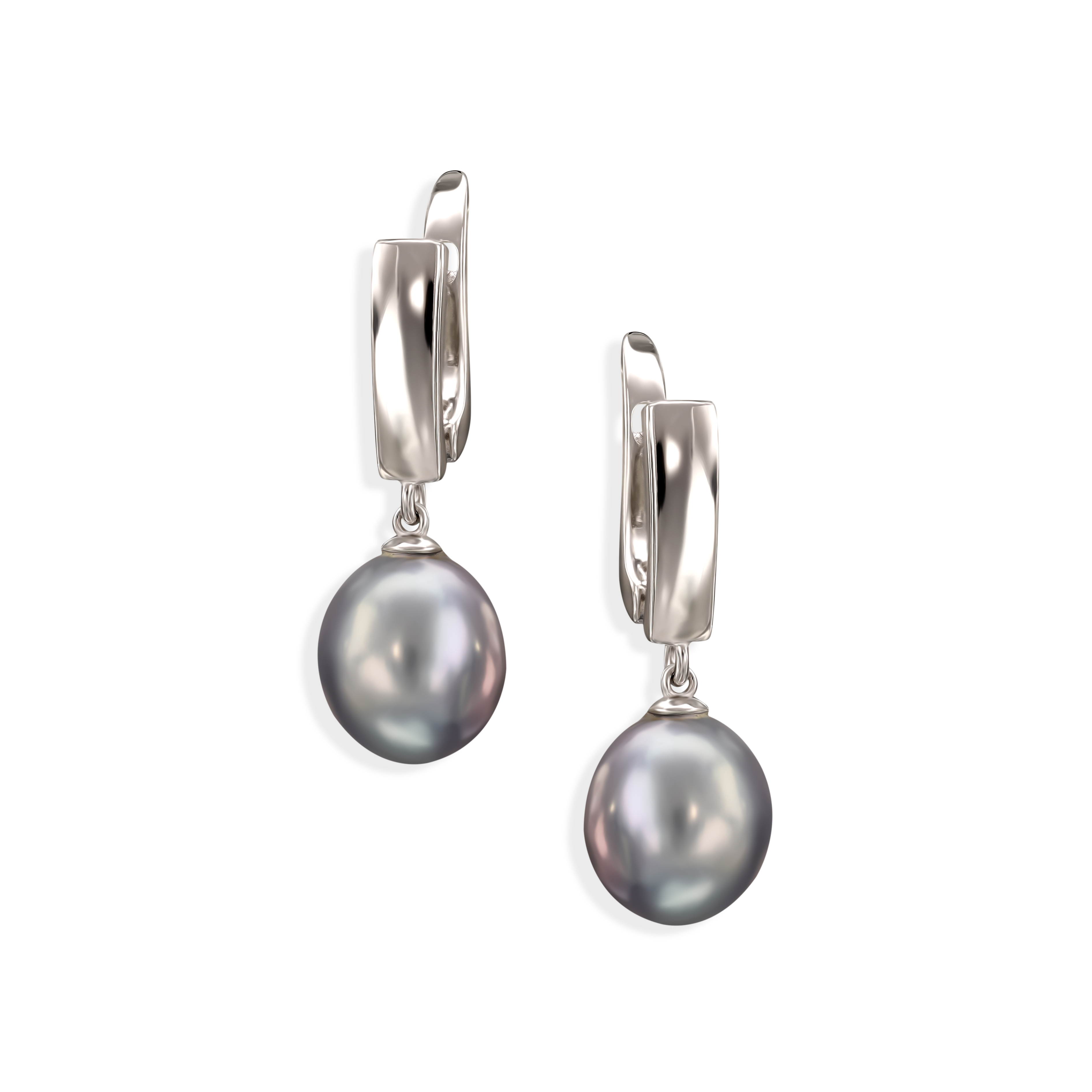 Srebrne kolczyki z szarymi perłami słodkowodnymi, próba 925