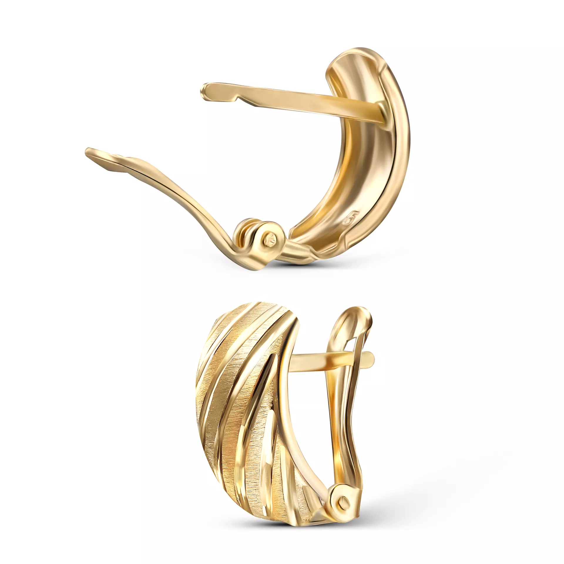 Kolczyki z wielokolorowego złota na angielskim zapięciu, próba 585