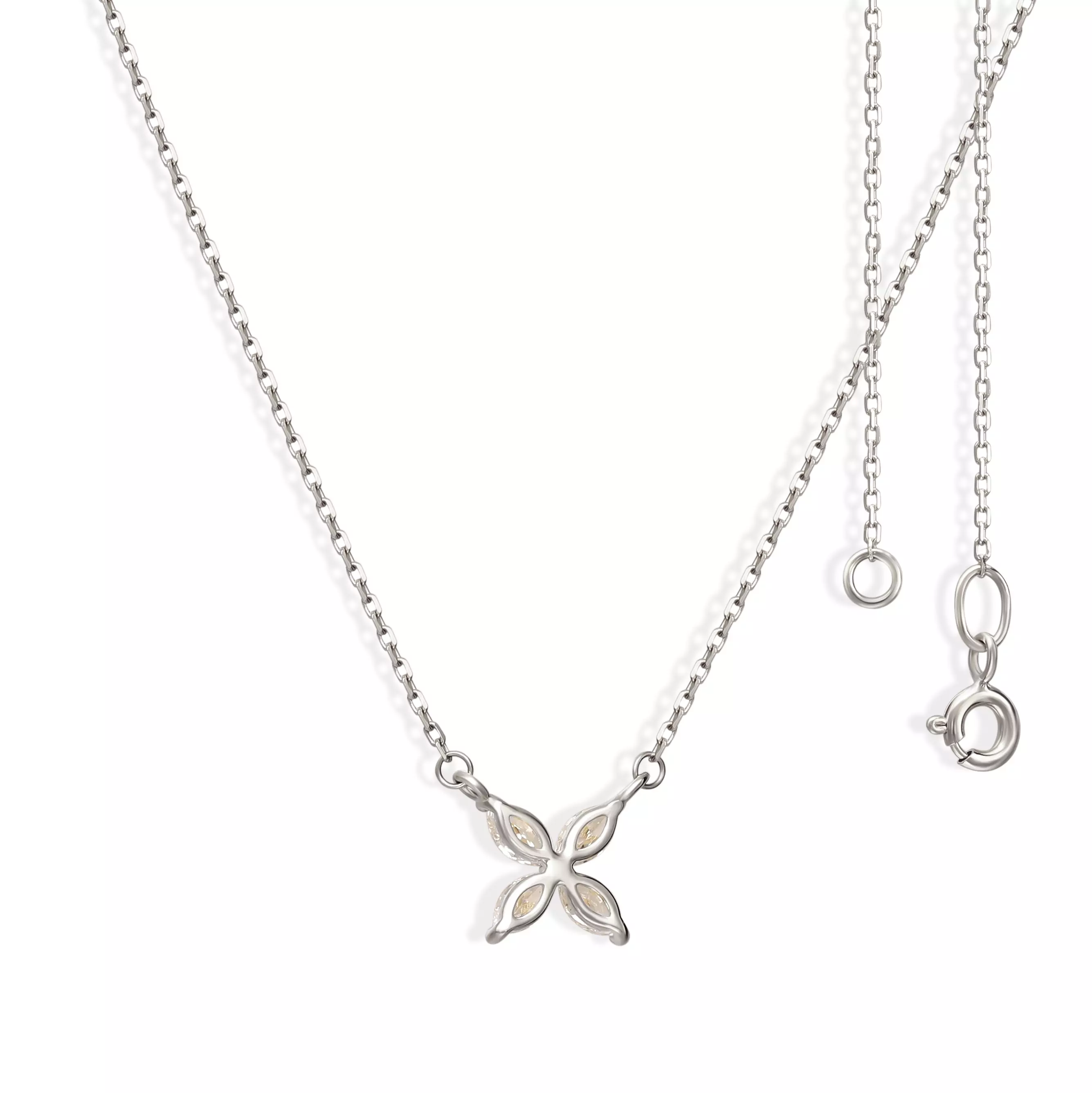 Naszyjnik z białego złota z zawieszką w kształcie kwiatu z diamentami naturalnymi 0.45 ct, próba 585