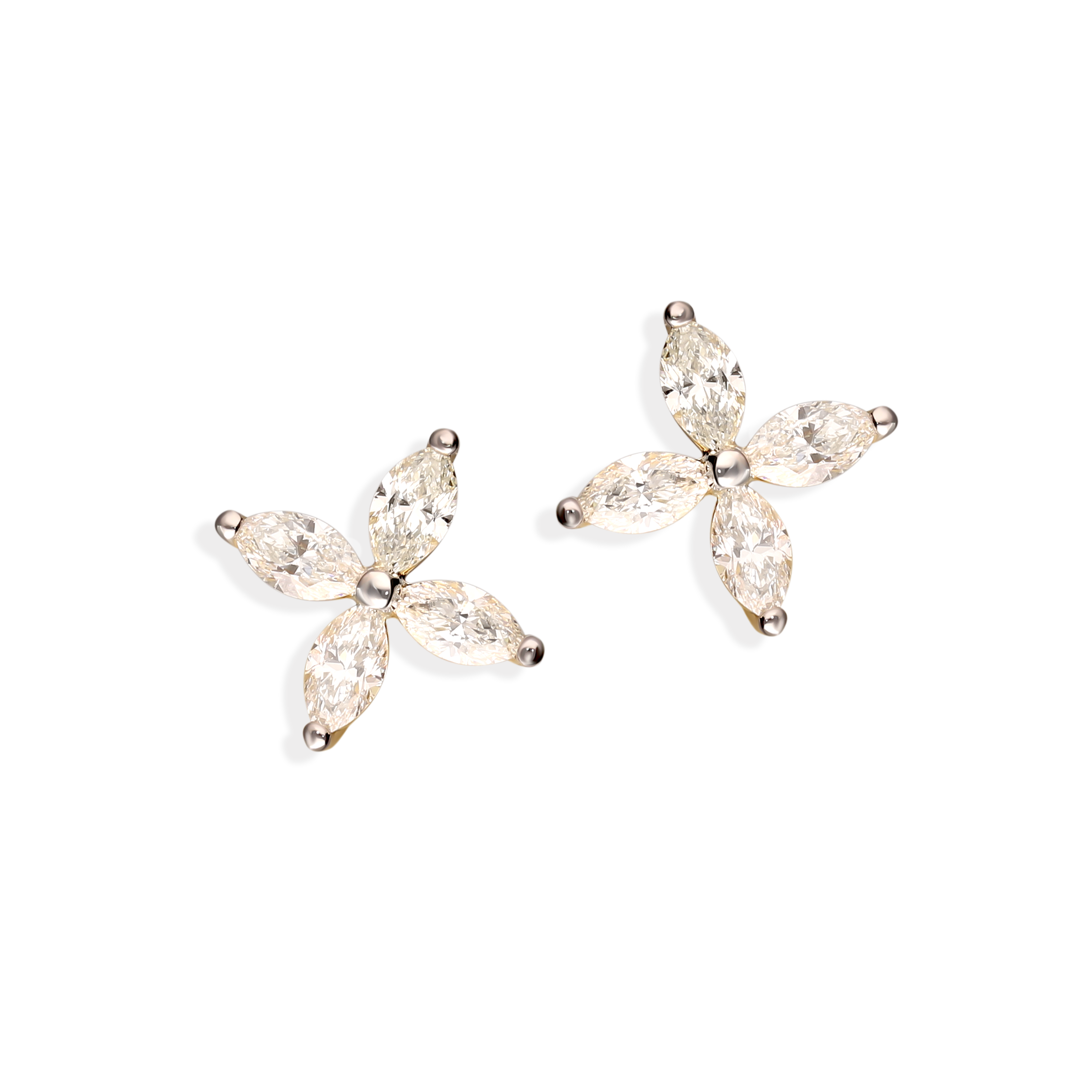 Kolczyki złote sztyfty w kształcie kwiatów z diamentami naturalnymi 0.90 ct, próba 585