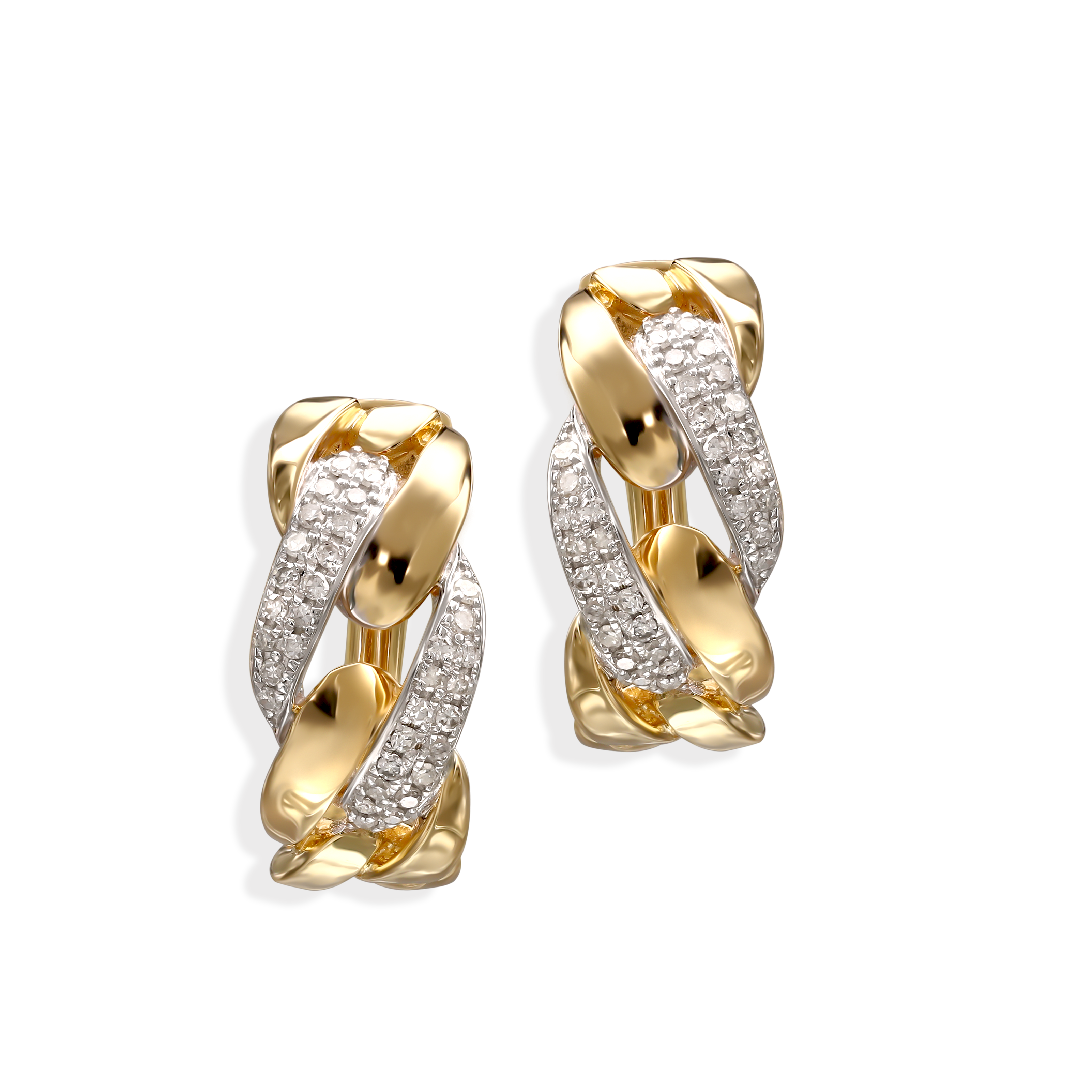 Kolczyki złote z diamentami naturalnymi 0.21 ct, próba 585