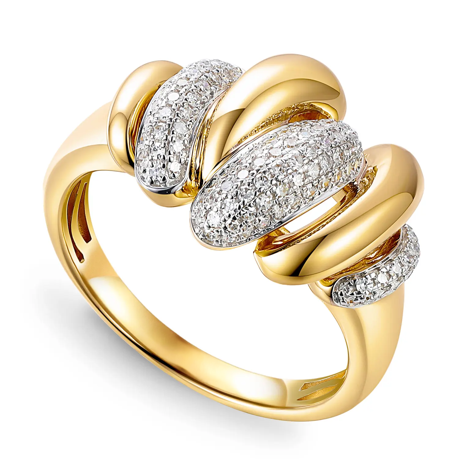 Designerski pierścionek złoty z diamentami naturalnymi 0.31 ct, próba 585