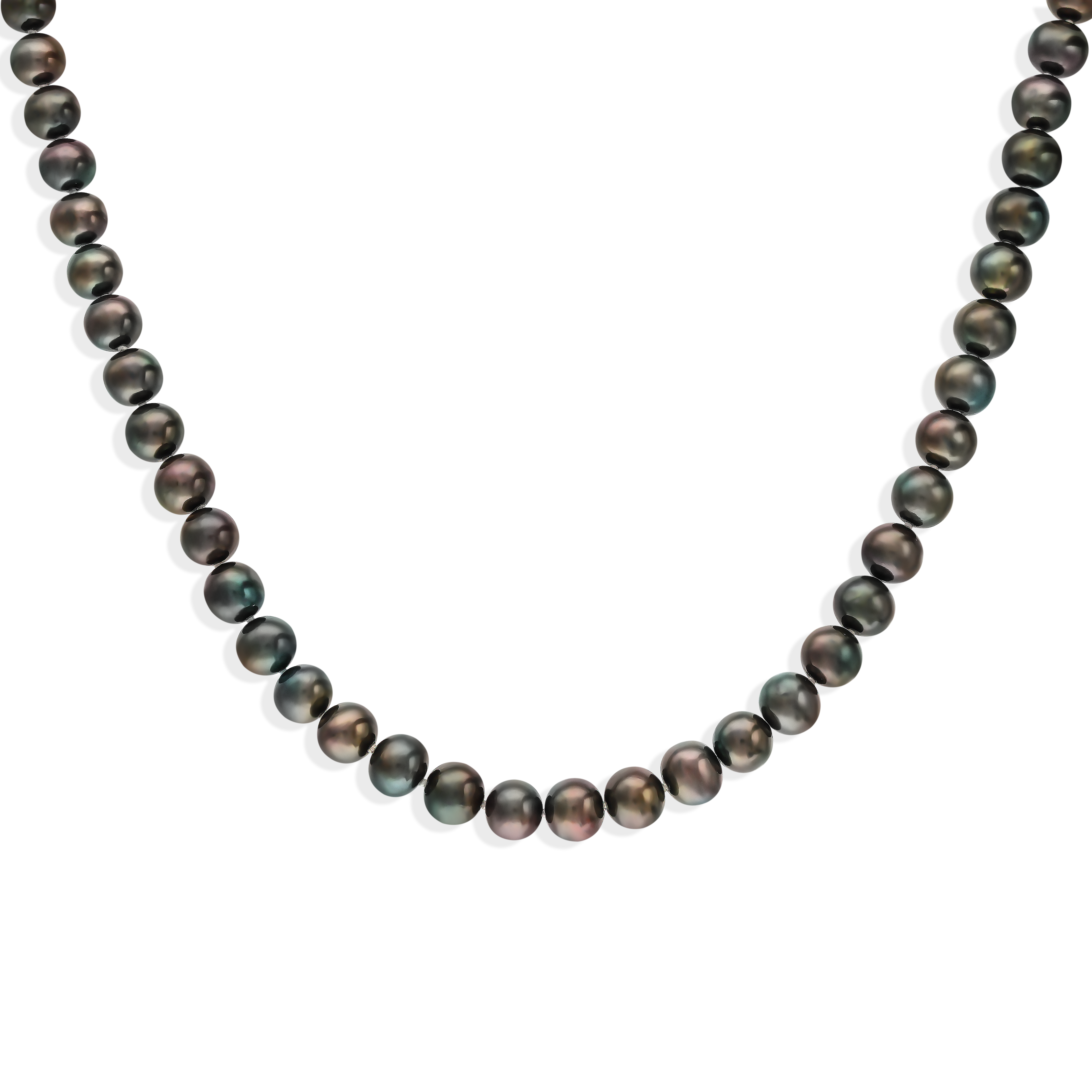 Naszyjnik z pereł w kolorze pawim ze srebrnym zapięciem, próba 925