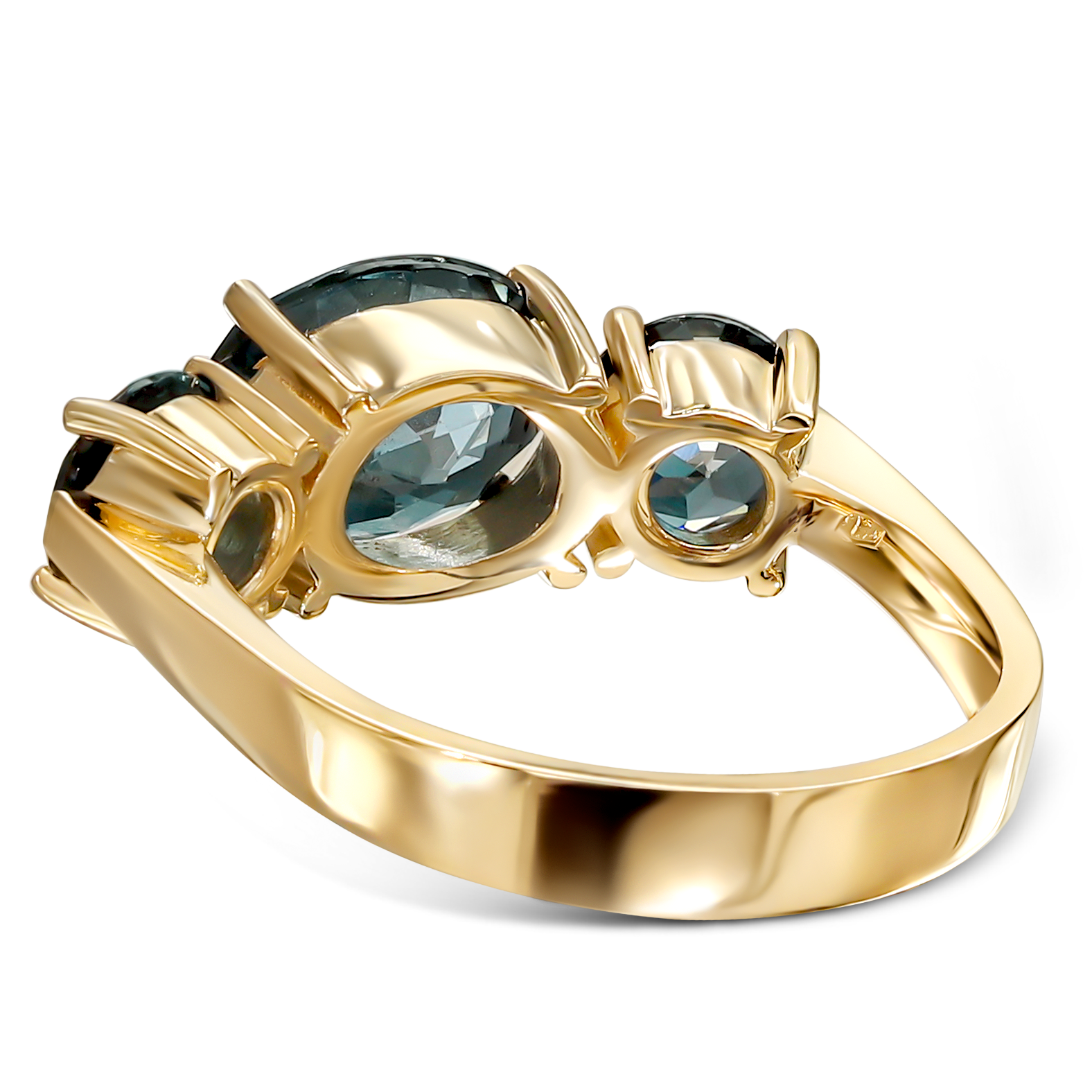 Pierścionek złoty z topazami London Blue 4.88 ct, próba 585