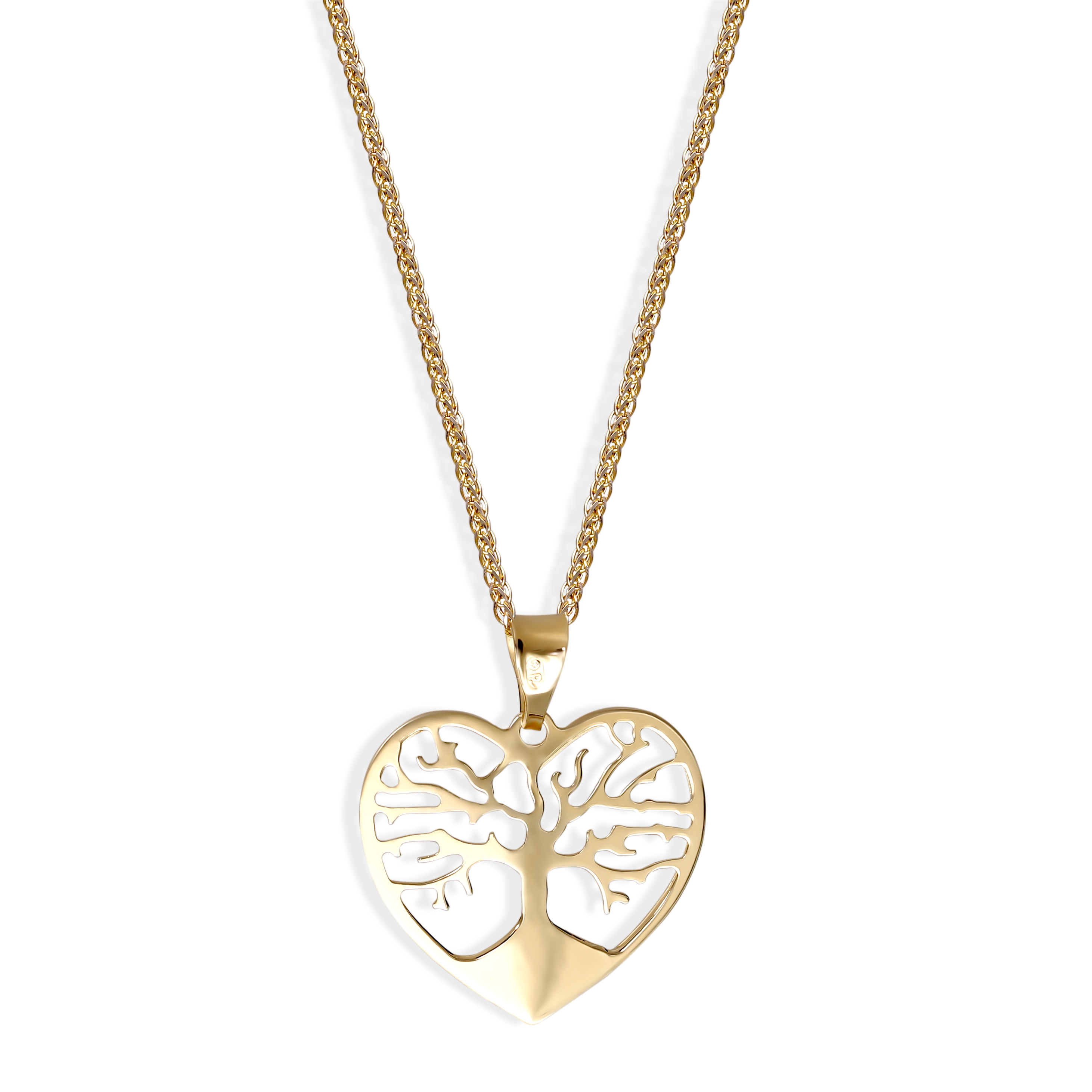 Zawieszka złota ażurowa z drzewkiem szczęscia wpisanym w serce, próba 585