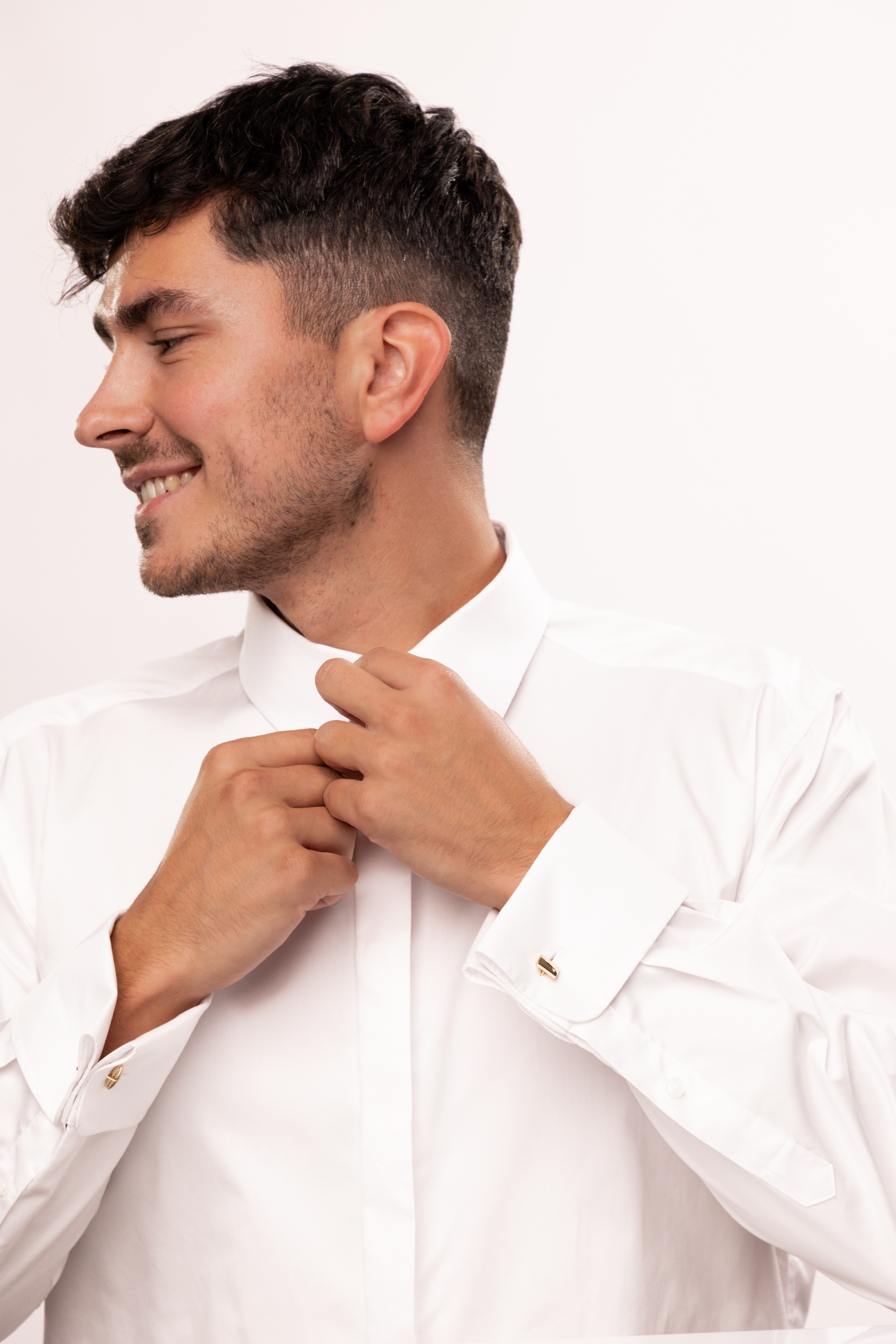 Kwadratowe złote spinki do mankietów z cyrkoniami, próba 585