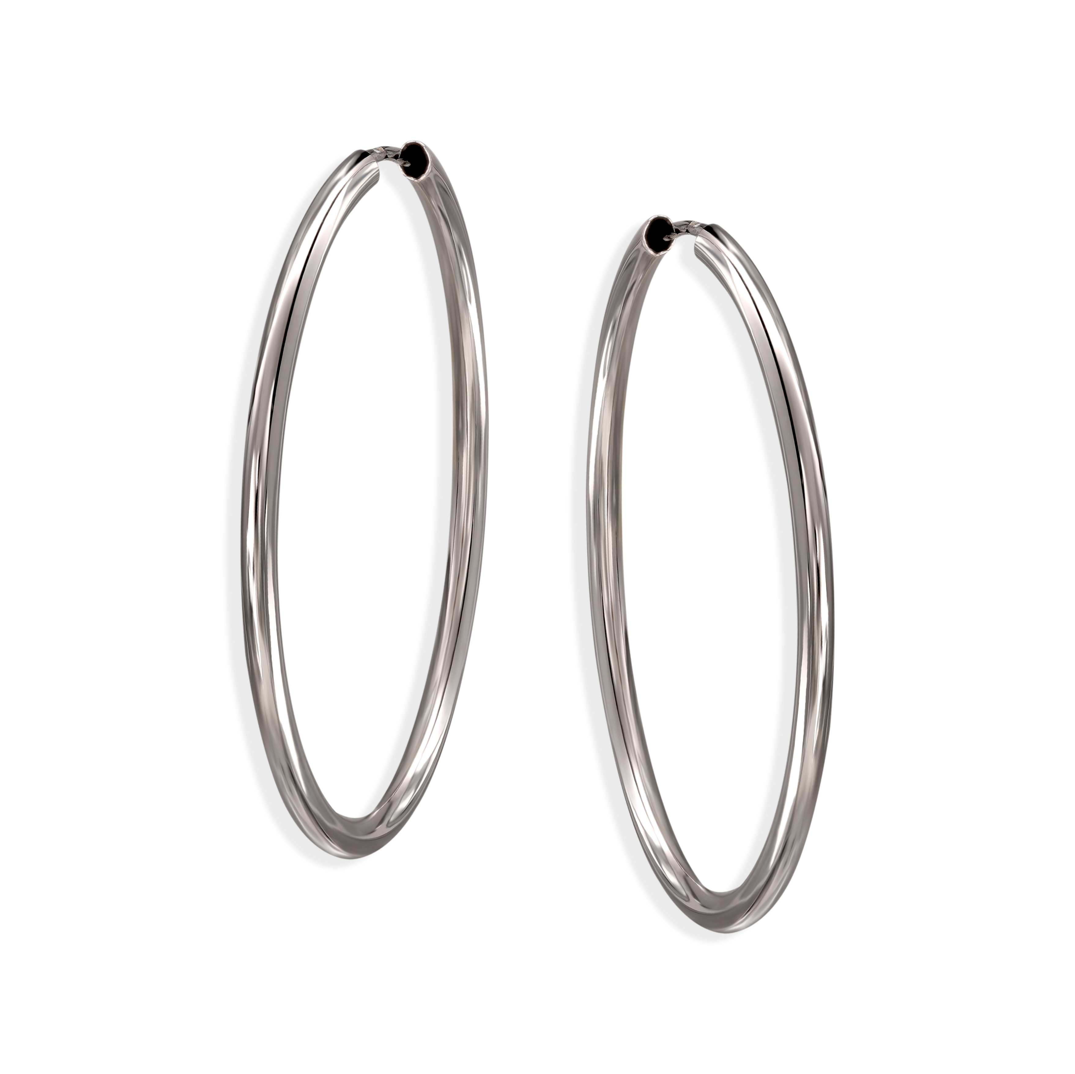 Kolczyki koła z białego złota, średnica 3 cm, próba 585