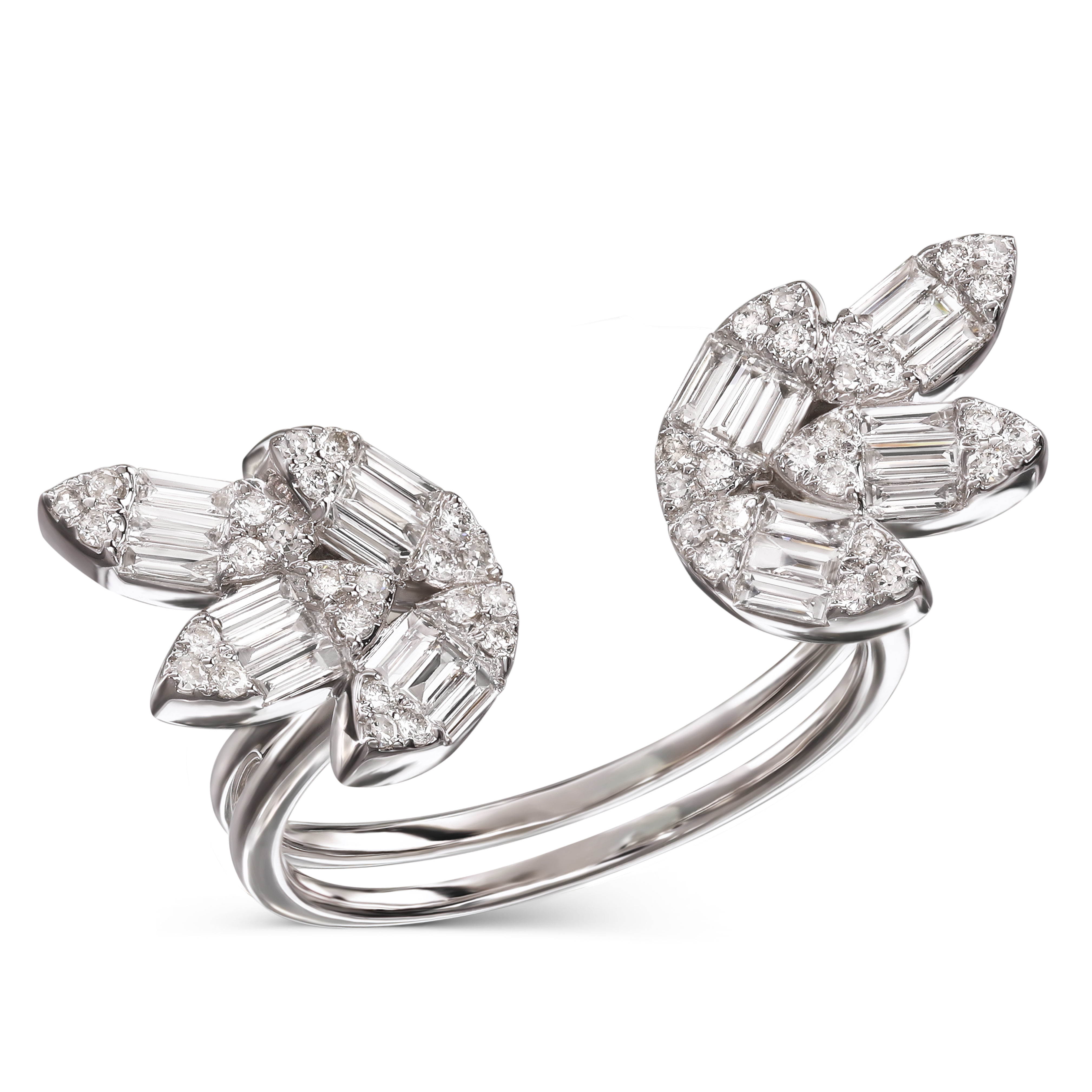 Otwarty pierścionek z białego złota z diamentami naturalnymi 0,62 ct, próba 585