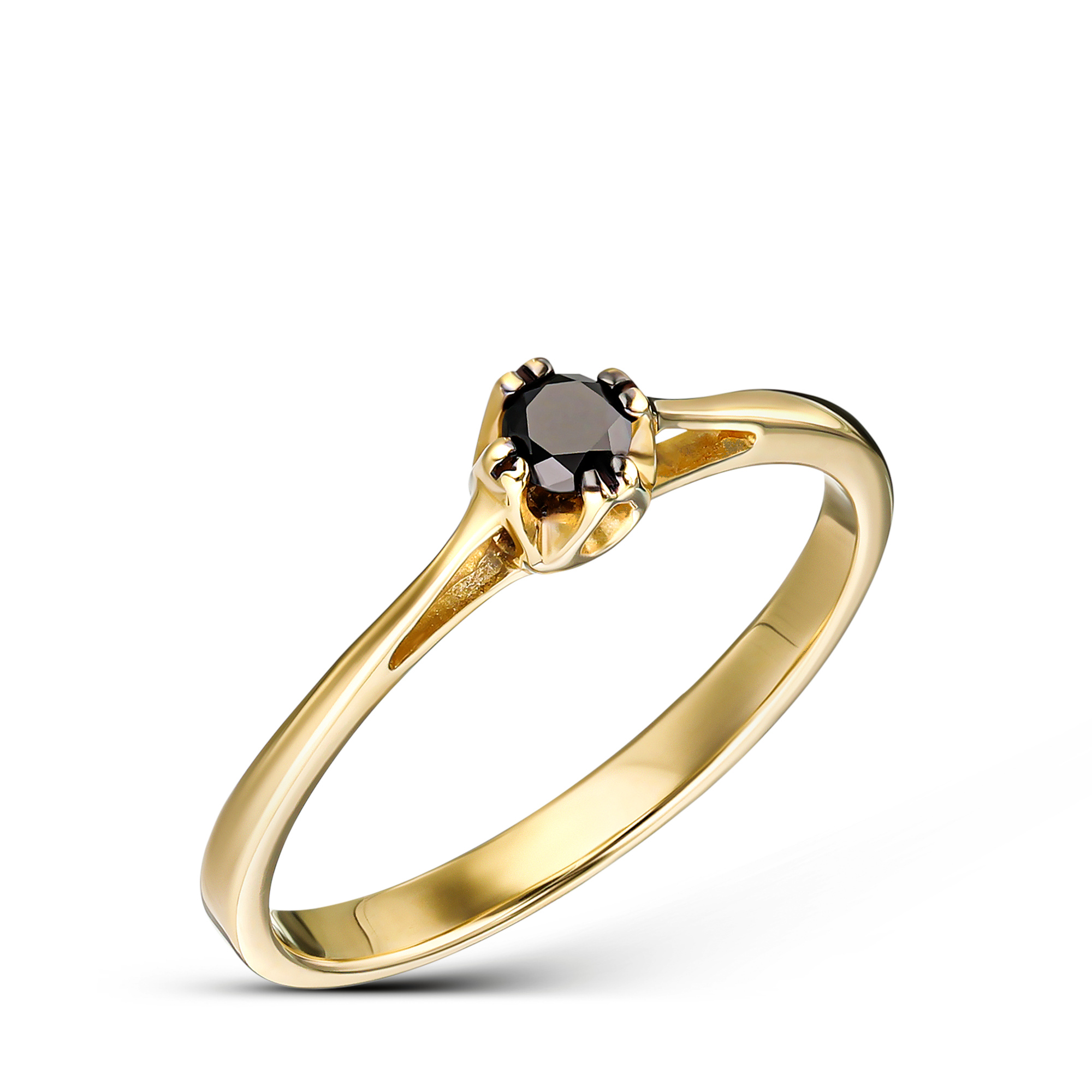 Klasyczny pierścionek złoty z czarnym diamentem, próba 585