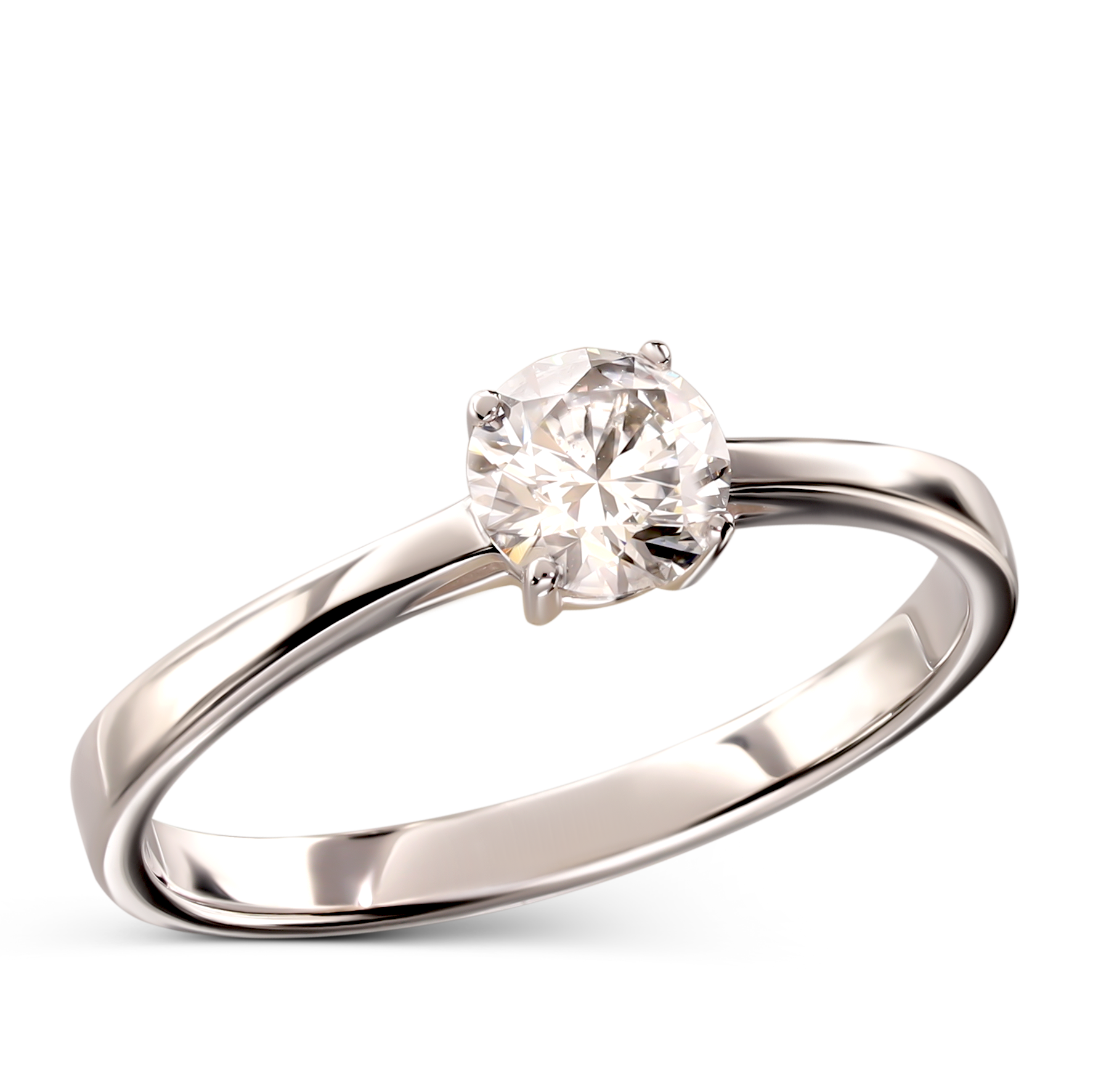 Pierścionek z białego złota z diamentem naturalnym IGI 0.52 ct, rozmiar 15, próba 585